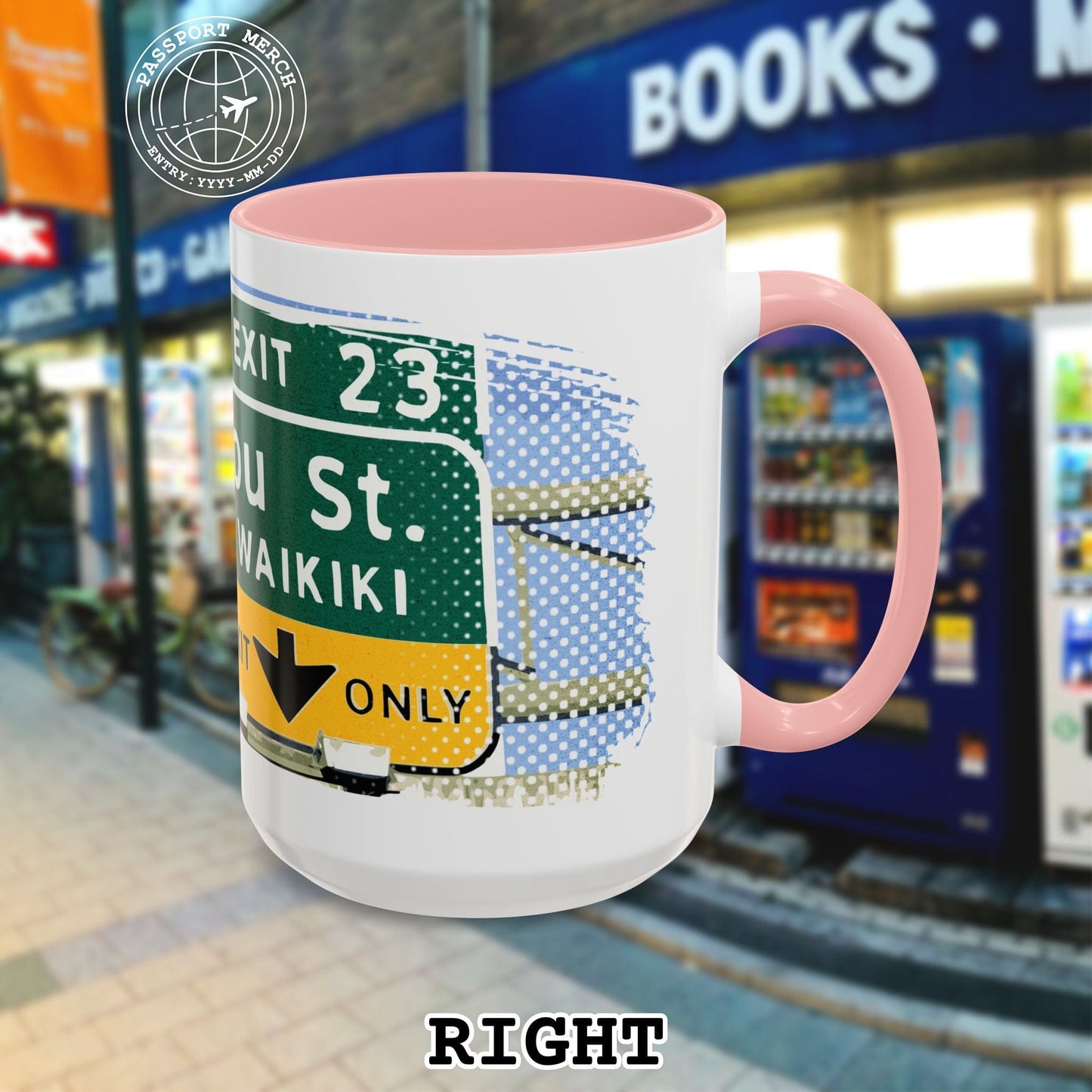 Signs of Wanderlust, Waikiki, Exit Only, Hawaii 15oz Mug