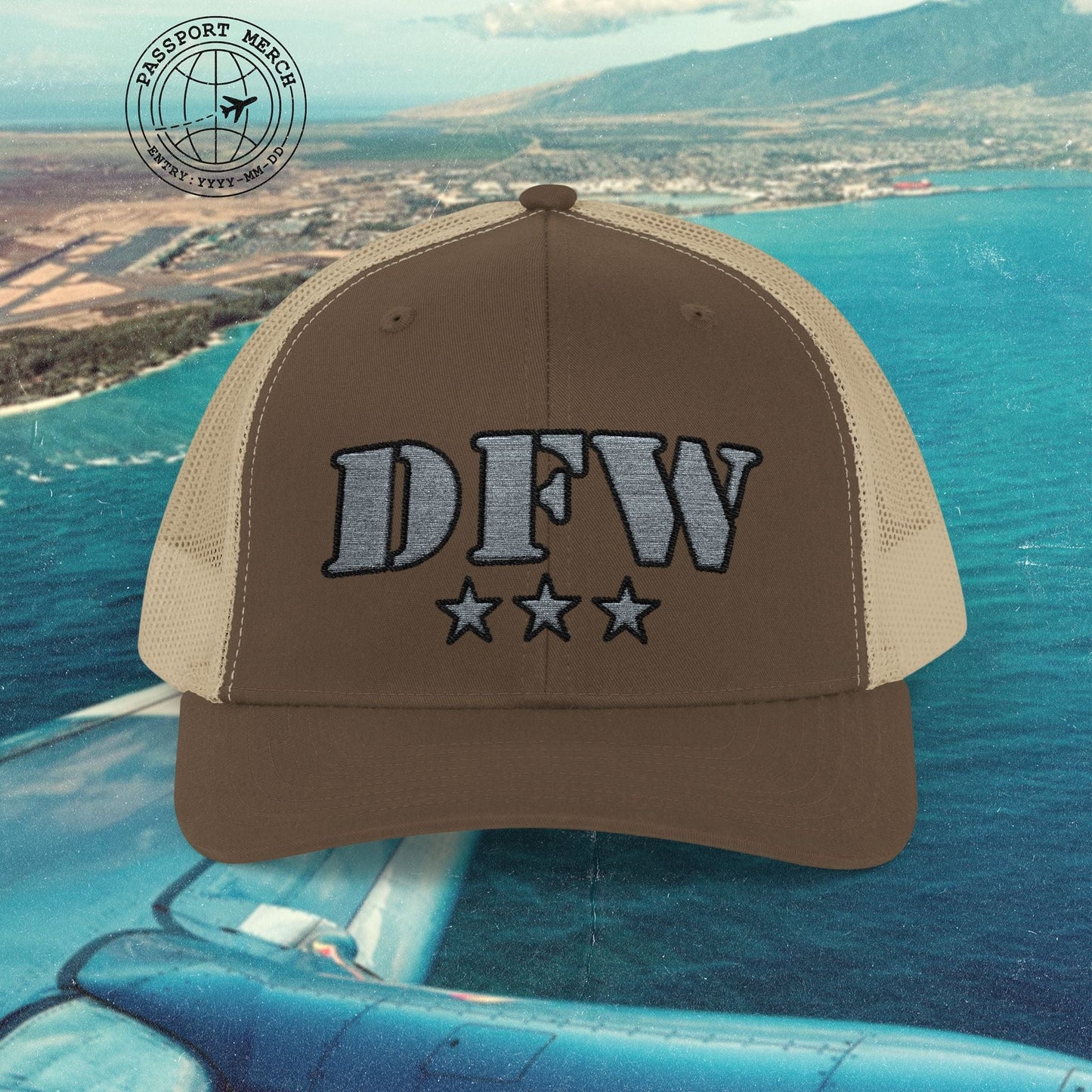 Classic Military, Dallas Fort Worth Texas Airport Code (DFW) Embroidered Trucker Hat