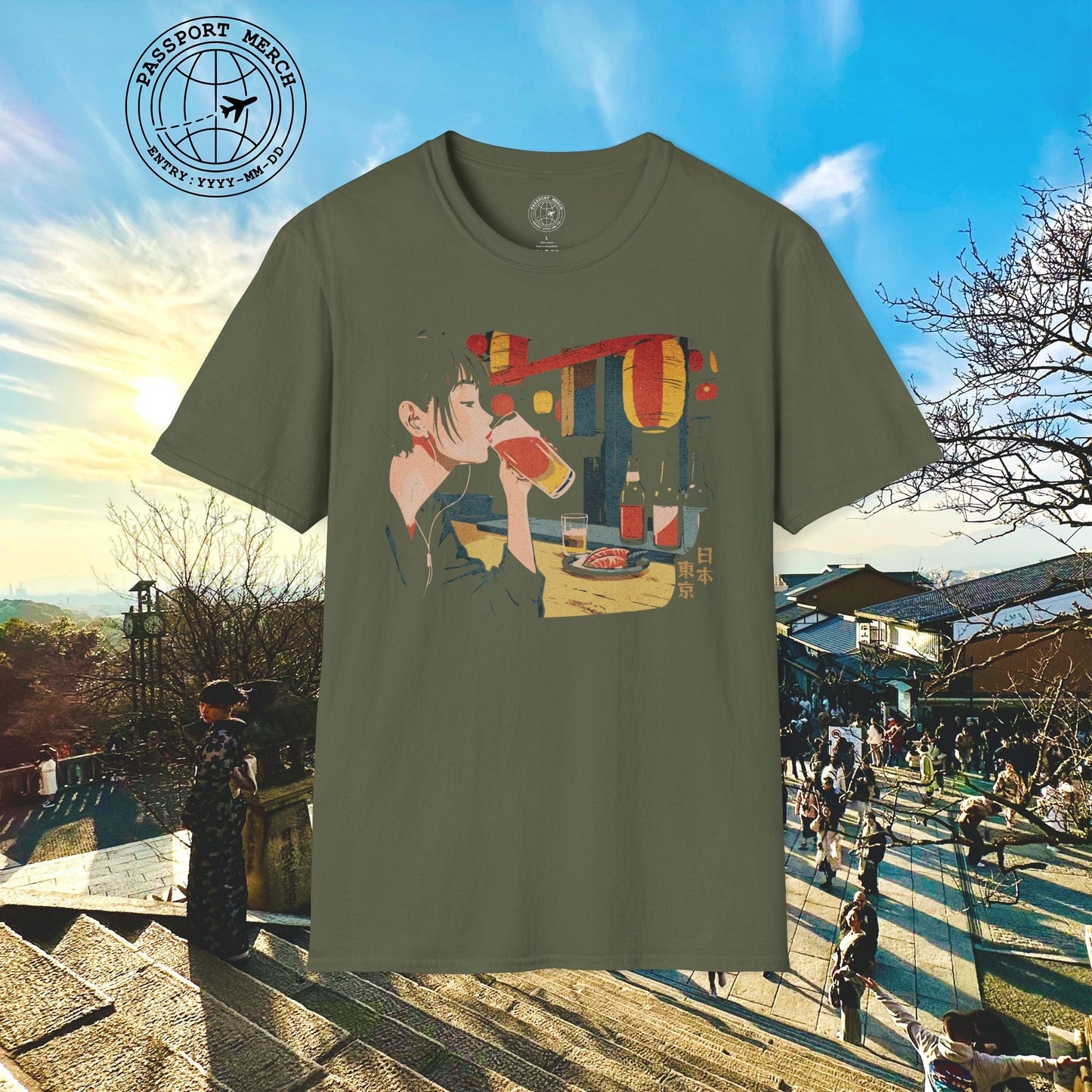 Woman Drinking in Shibuya, Tokyo, Japan T-Shirt