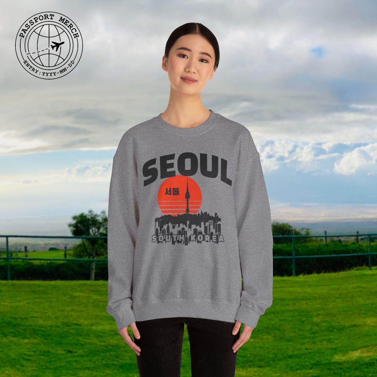 Seoul Retro Vintage Sunset, Korea Crewneck