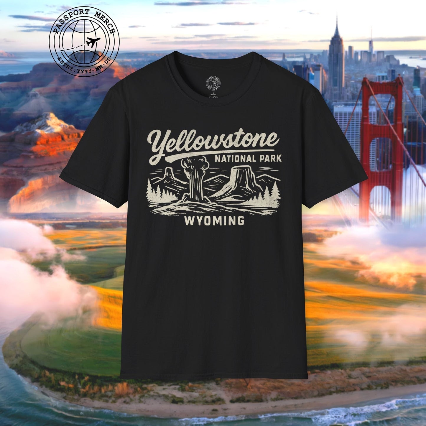 Yellowstone National Park Vintage Monochrome, Wyoming T-Shirt
