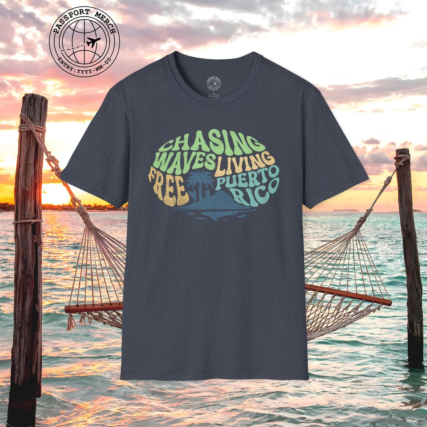 Chasing Waves Living Free Puerto Rico T-Shirt