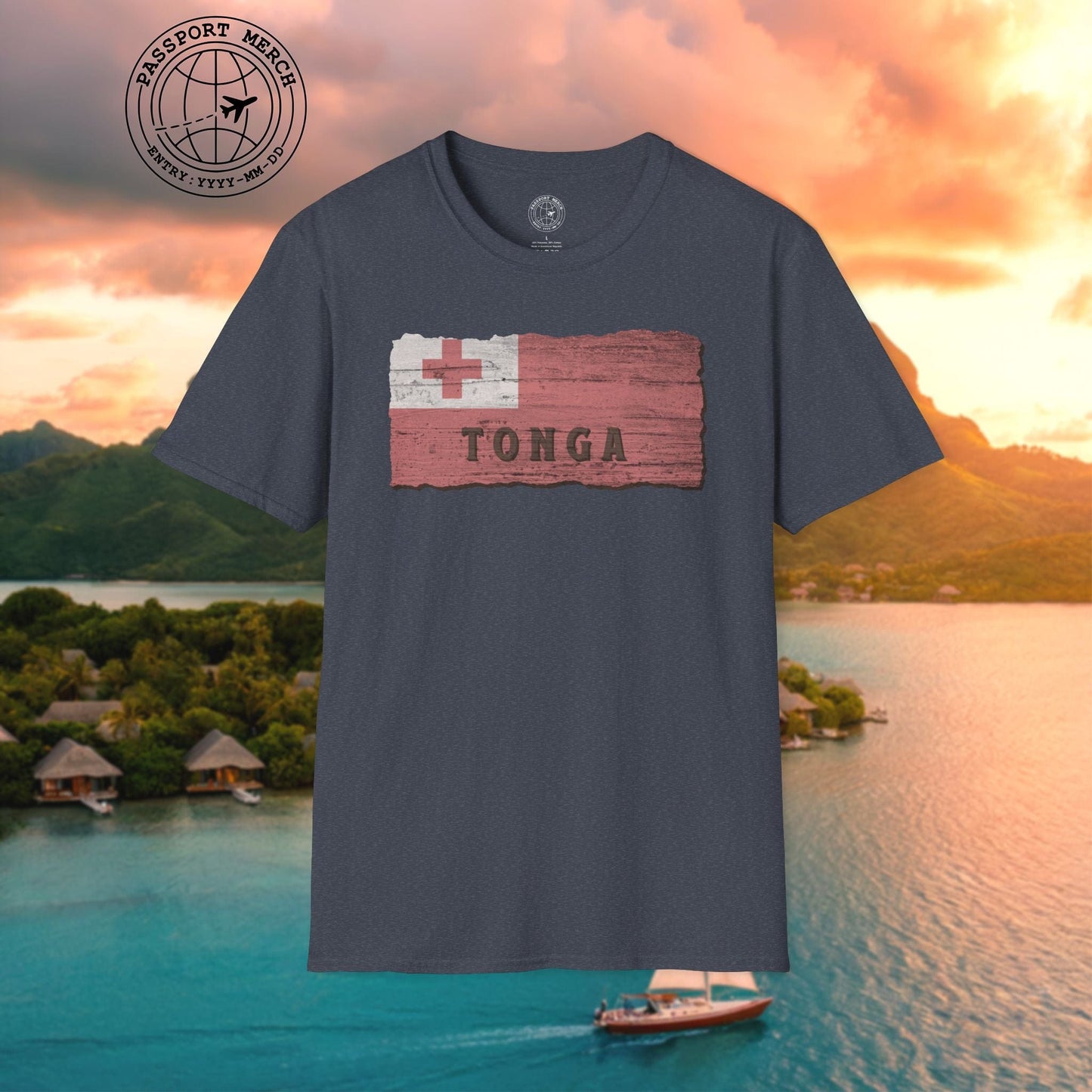 Kingdom of Tonga Woodworked Flag T-Shirt