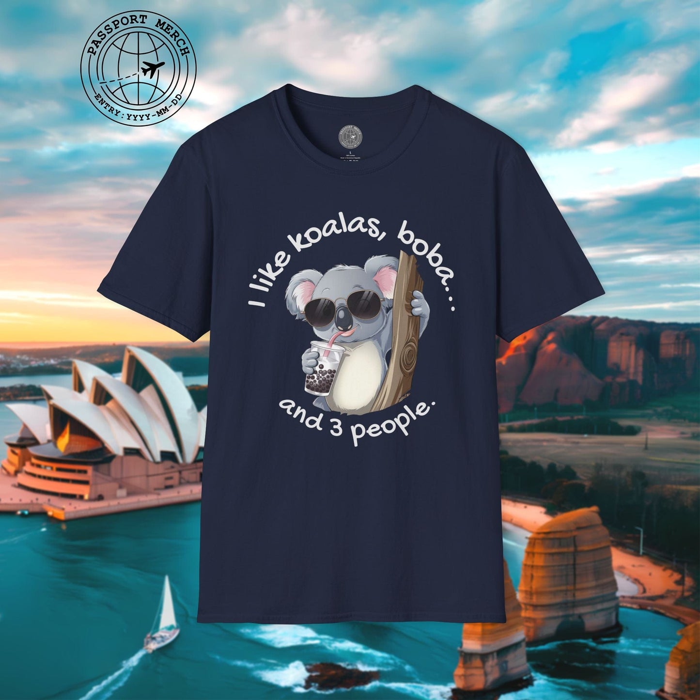 I like koalas, boba, and 3 people Australia T-Shirt