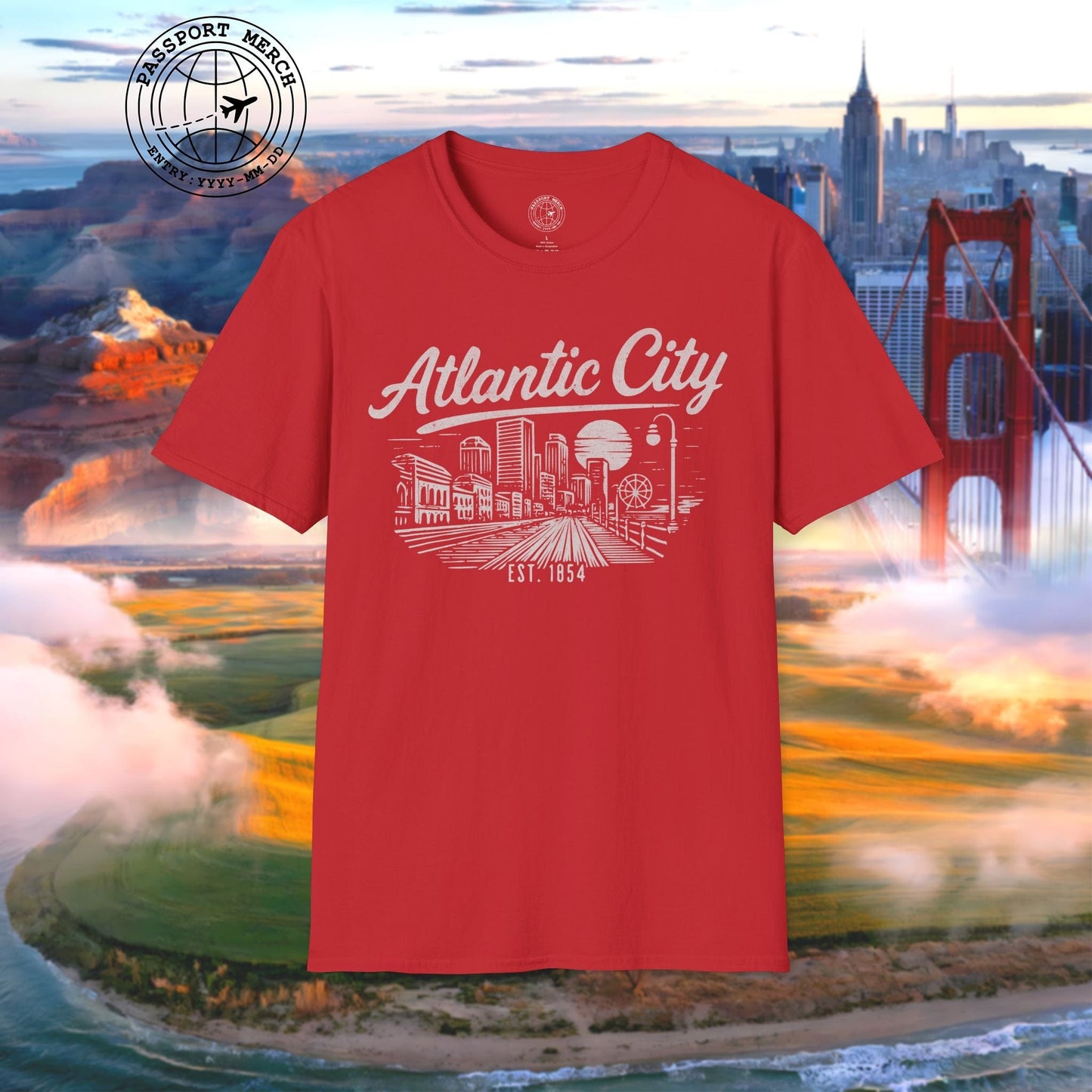 Vintage Atlantic City Monochrome, New Jersey T-Shirt