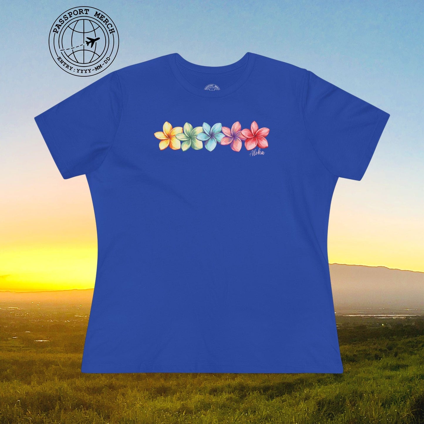 Five Vibrant Plumerias, Hawaii, Womens Fit T-Shirt