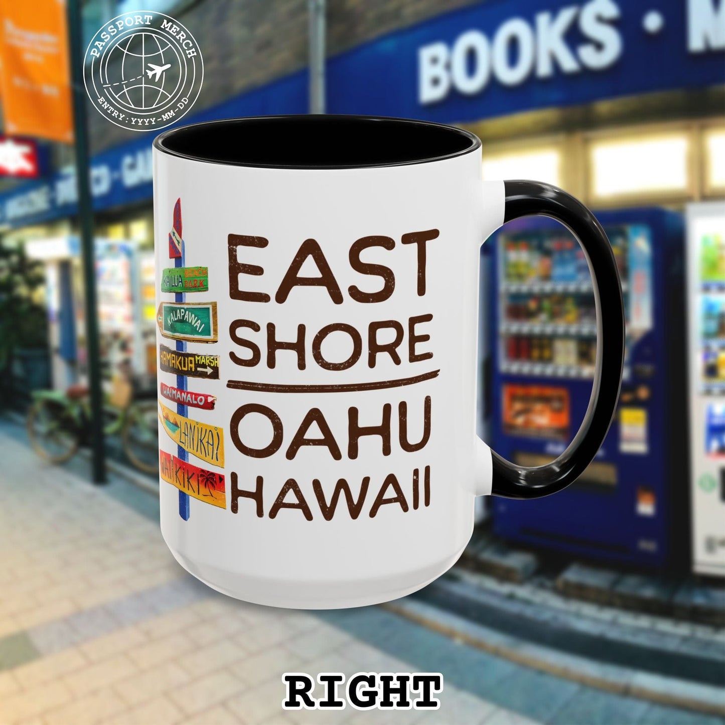 Signs of Wanderlust, East Shore, Oahu, Hawaii 15oz Mug