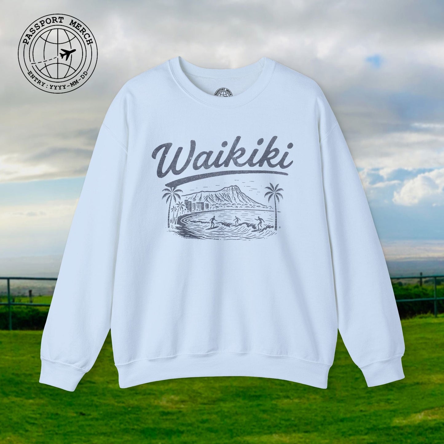 Monochrome Dreams of Waikiki, Hawaii Crewneck