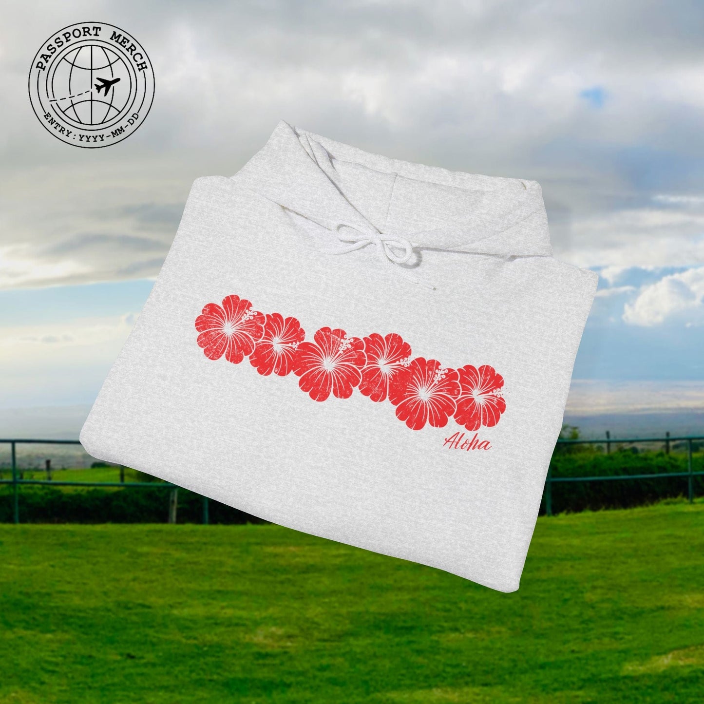 RED Monochrome Hibiscus, Hawaii Hoodie