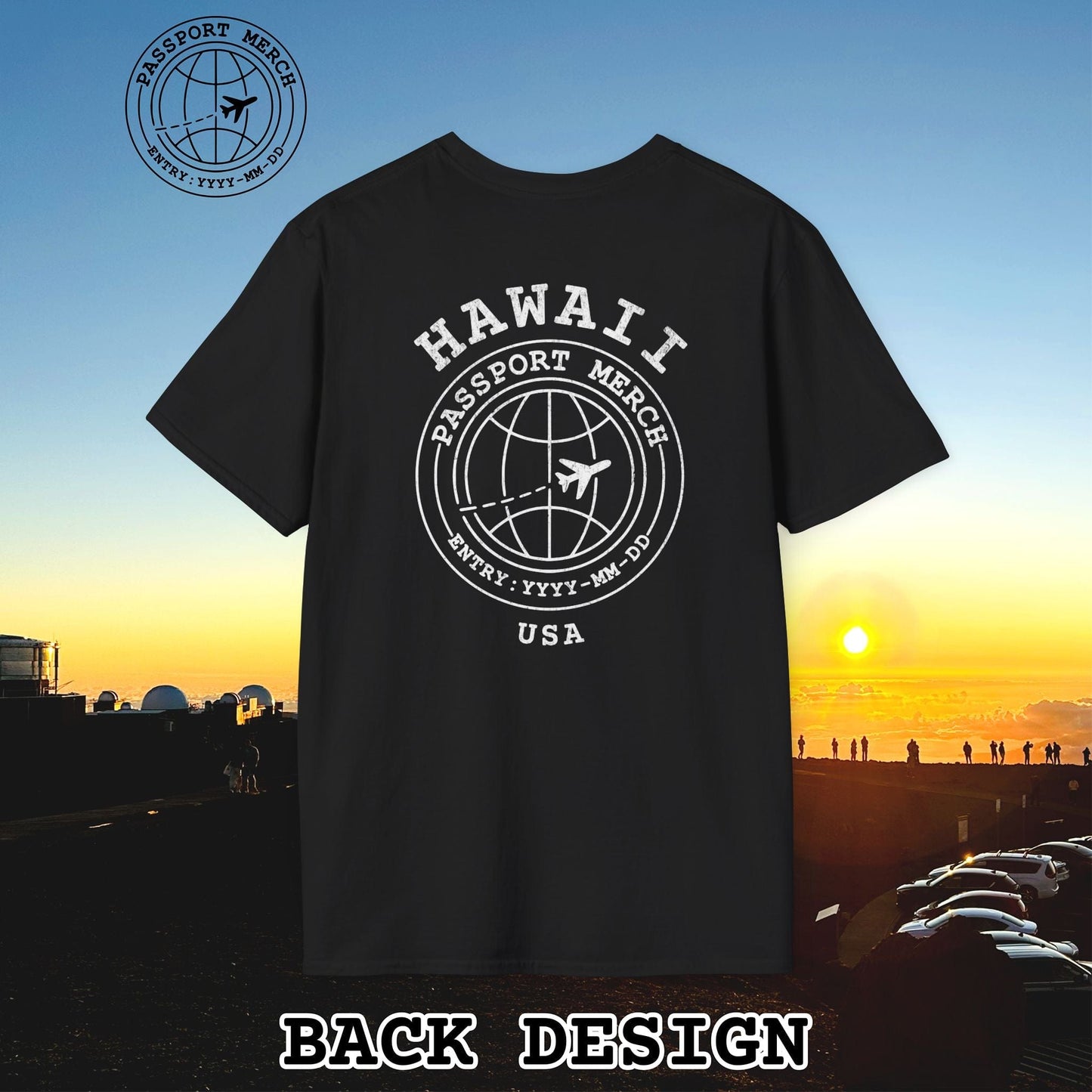 Brand Passport Stamp, Hawaii, Back Print T-Shirt