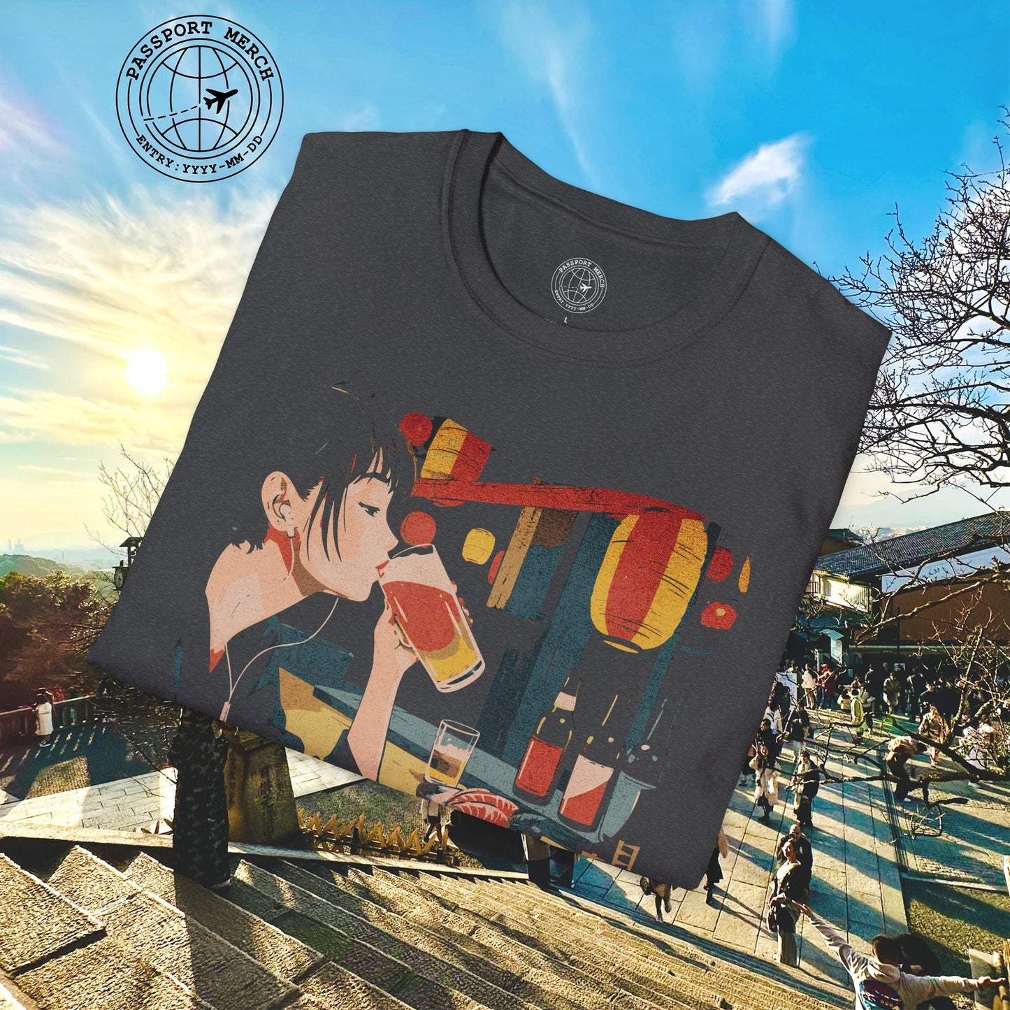 Woman Drinking in Shibuya, Tokyo, Japan T-Shirt