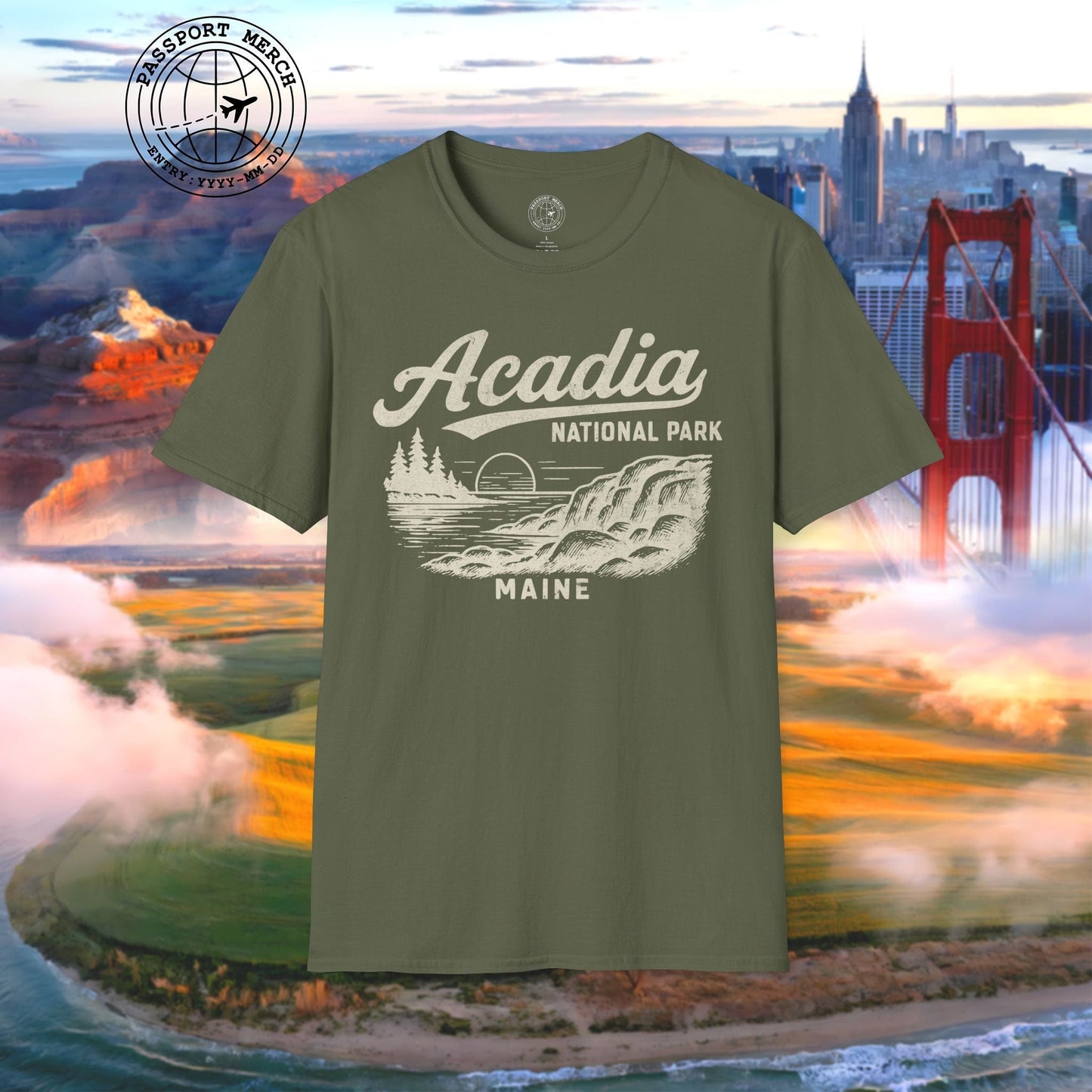 Acadia National Park Vintage Monochrome, Maine T-Shirt