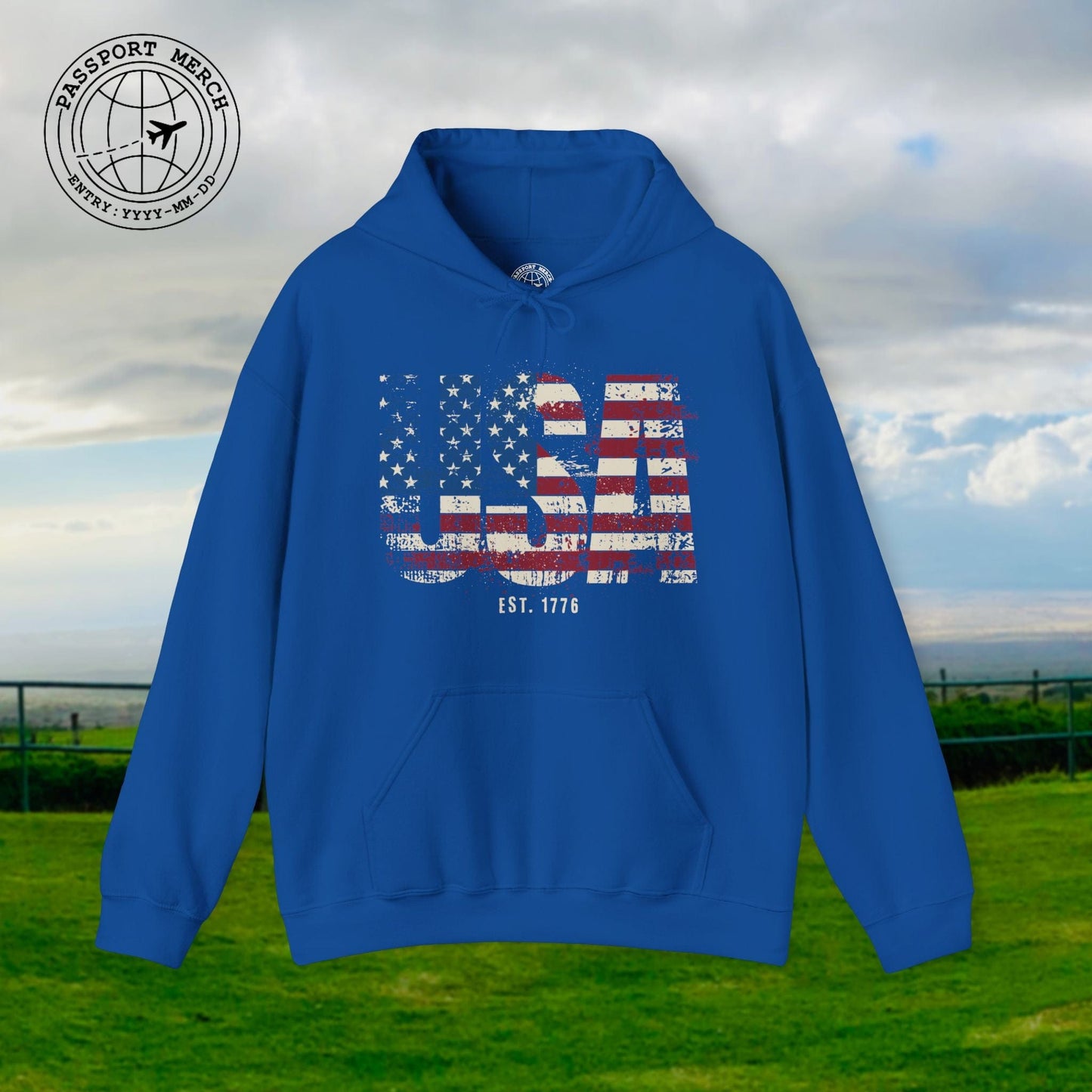 Vintage Distressed USA Letter Flag Hoodie