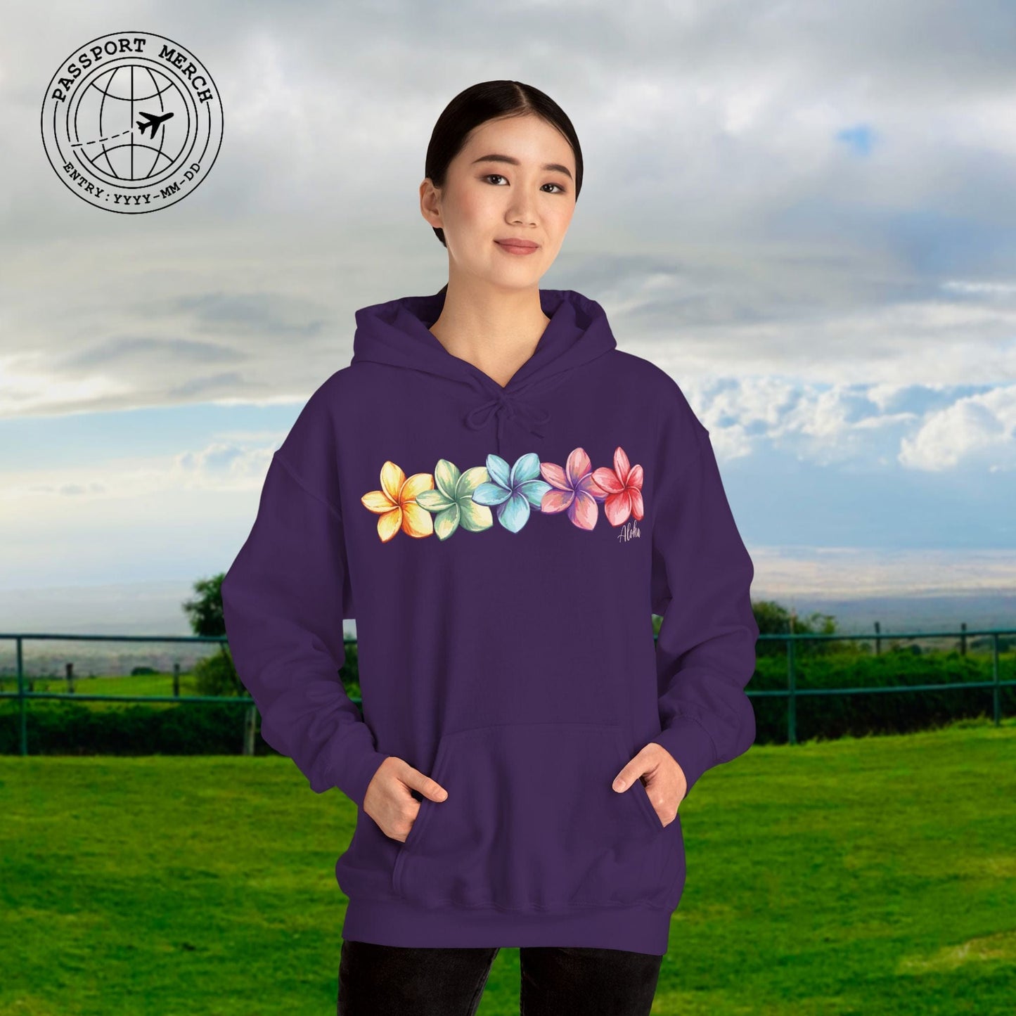 Five Vibrant Plumerias, Hawaii Hoodie