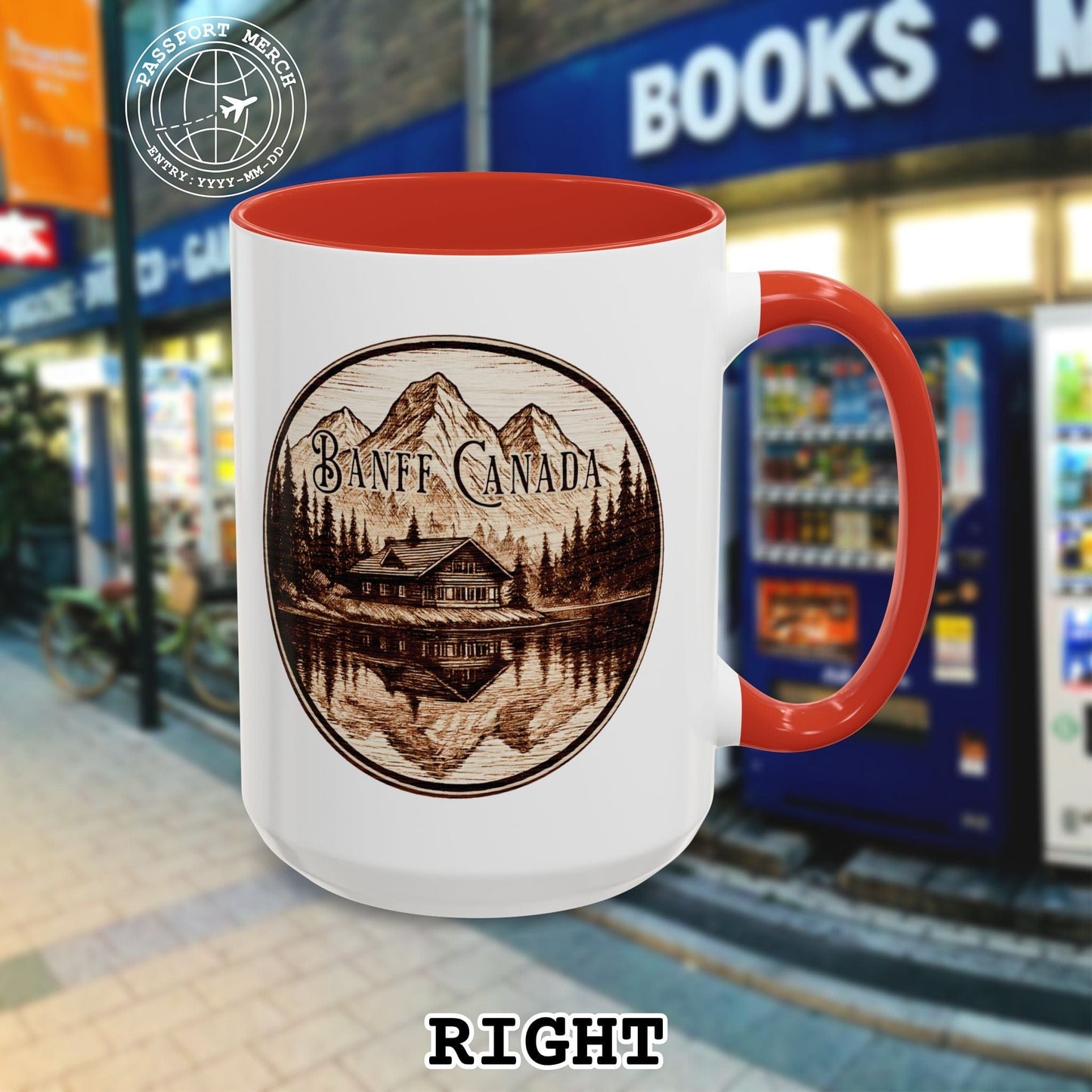 Wood Burned Badge, Banff Canada 15oz Mug