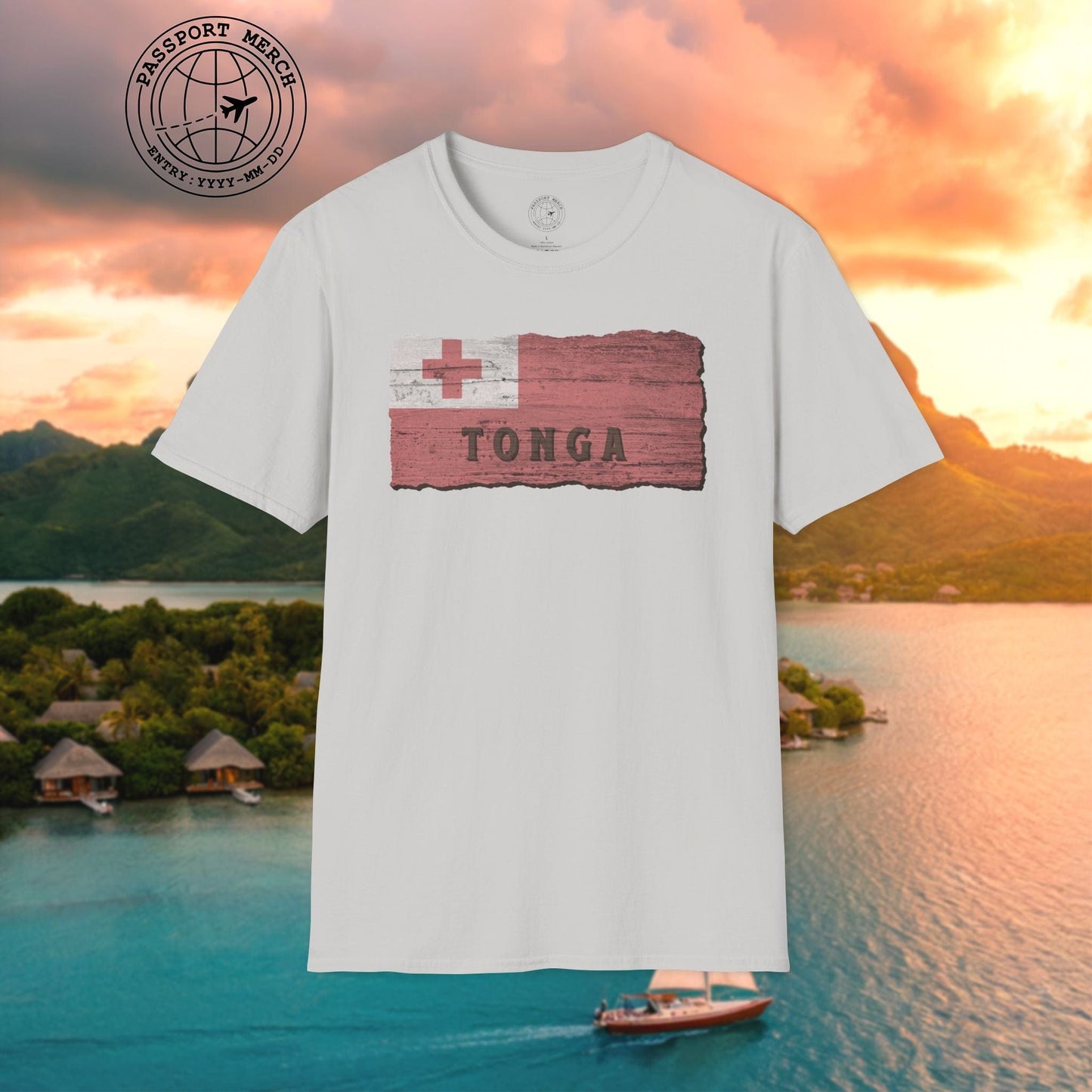 Kingdom of Tonga Woodworked Flag T-Shirt
