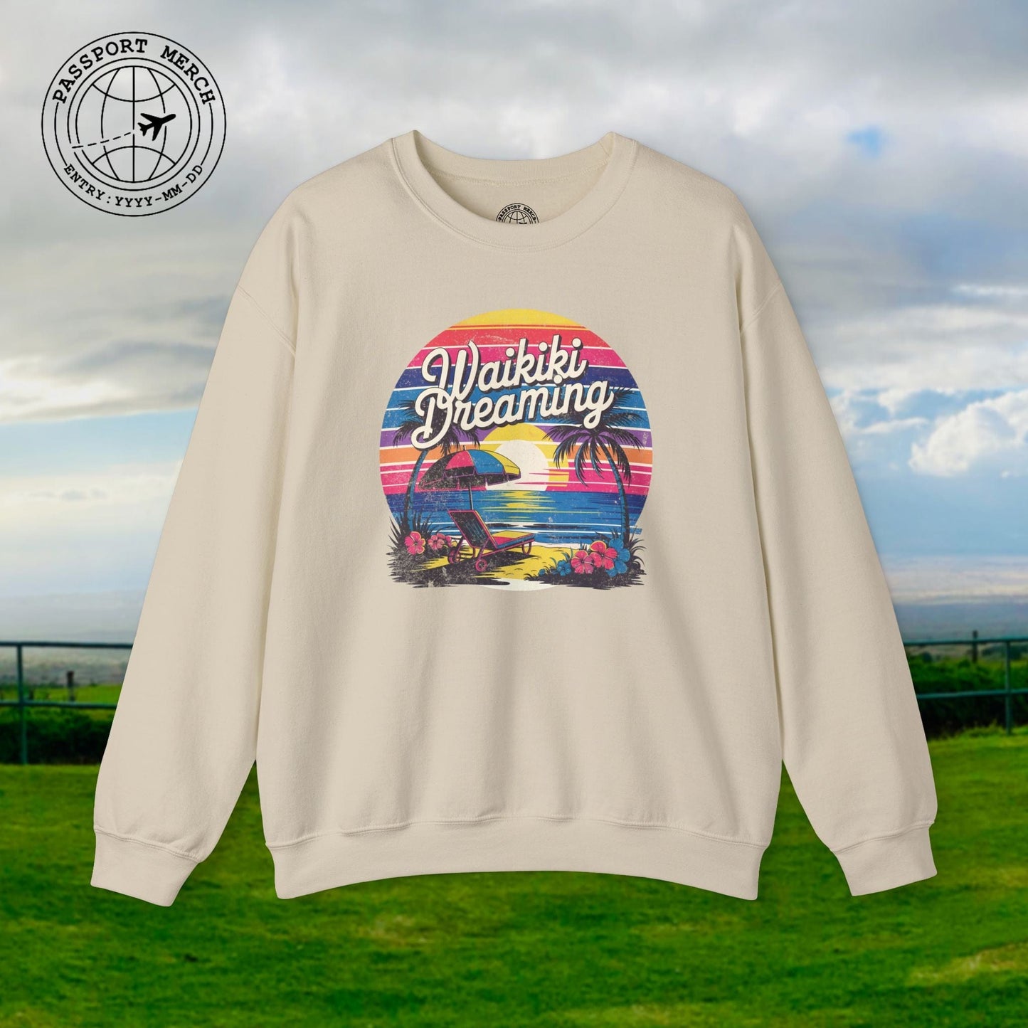 Retro Waikiki Dreaming, Hawaii Crewneck