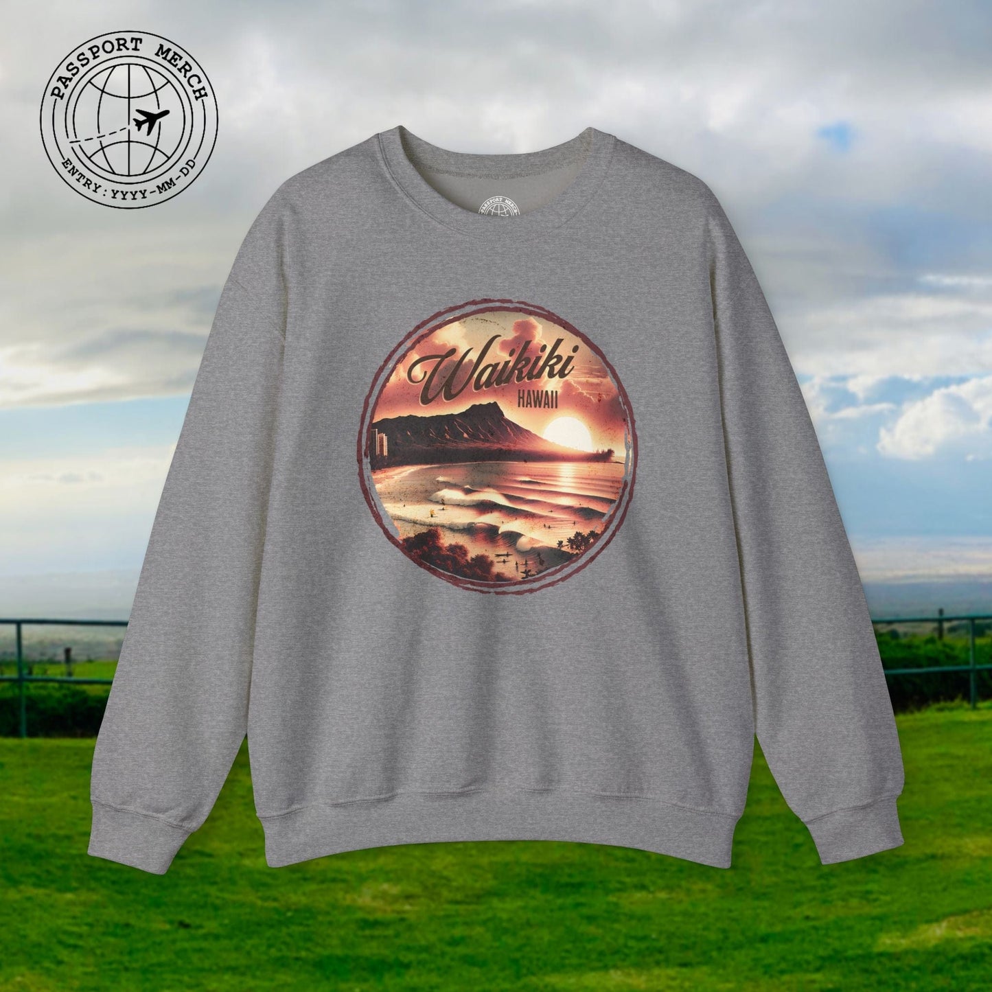 Vintage Nostalgia, Waikiki, Hawaii Crewneck
