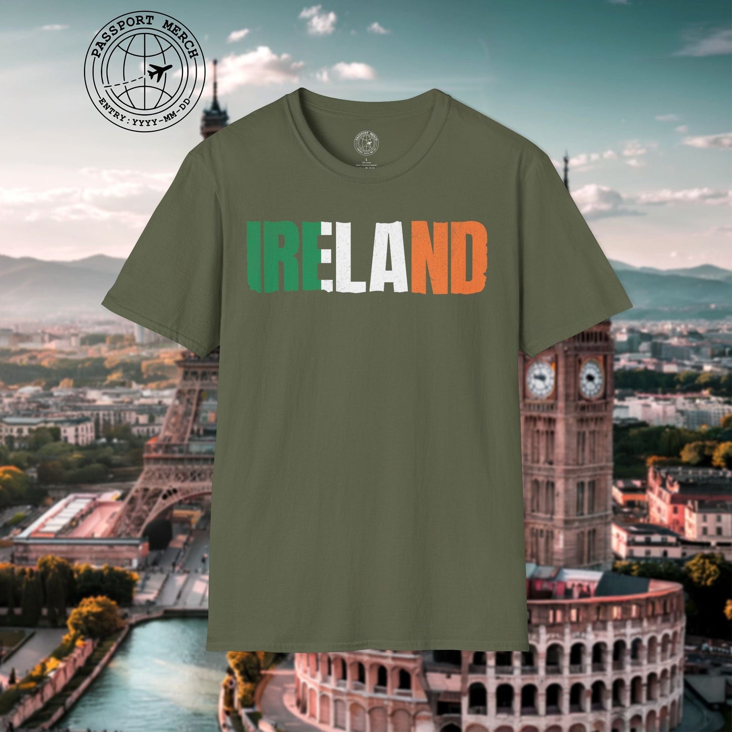 Vintage Ireland Patriotism Letter Flag T-Shirt