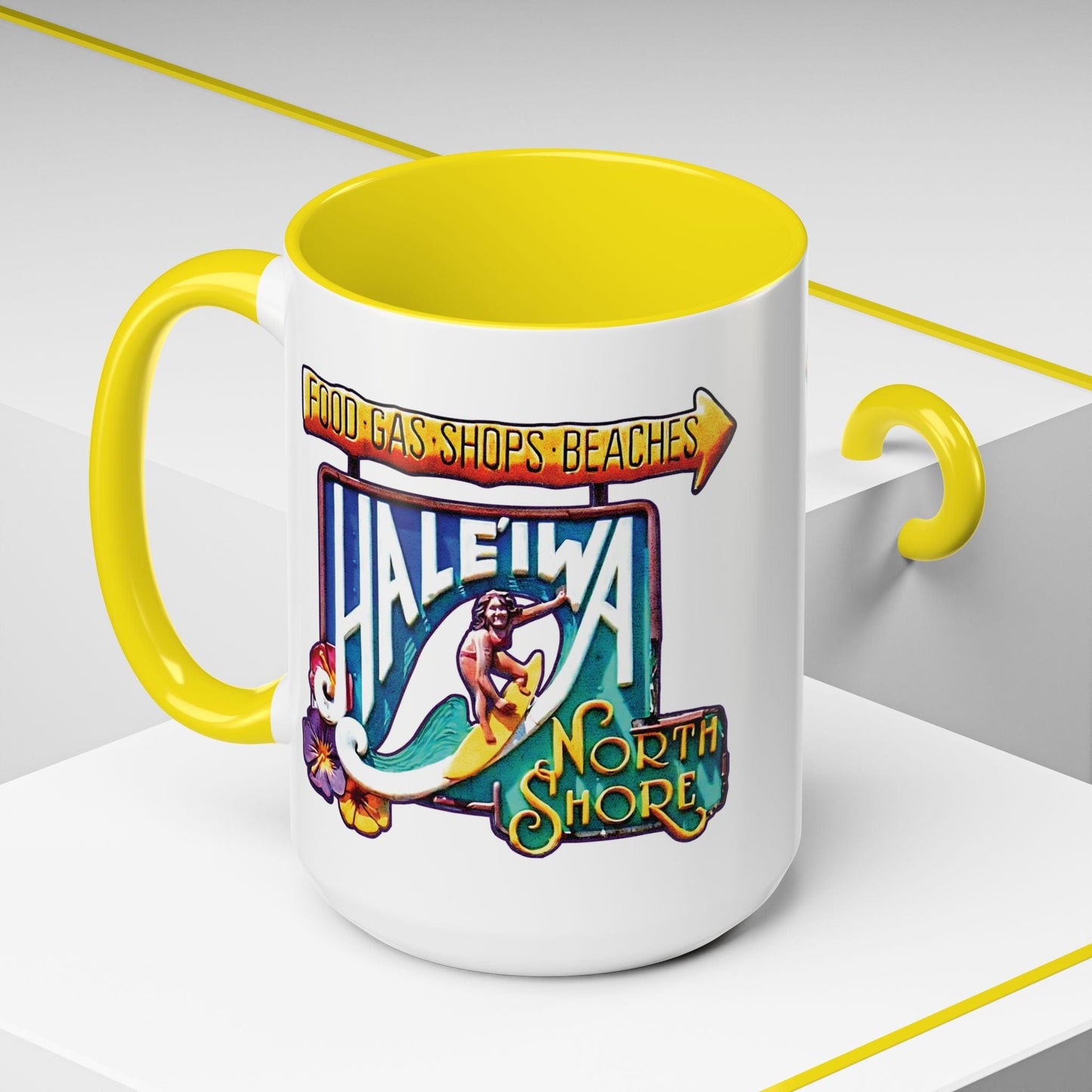Signs of Wanderlust, Hale'iwa (North+South) Oahu, Hawaii 15oz Mug