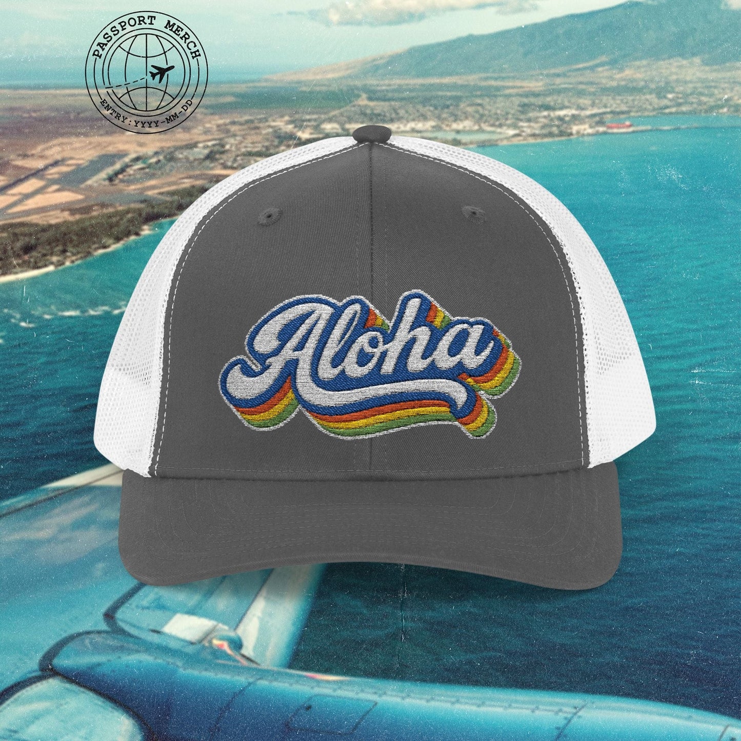 Classic 70s, Aloha, Hawaii Embroidered Trucker Hat