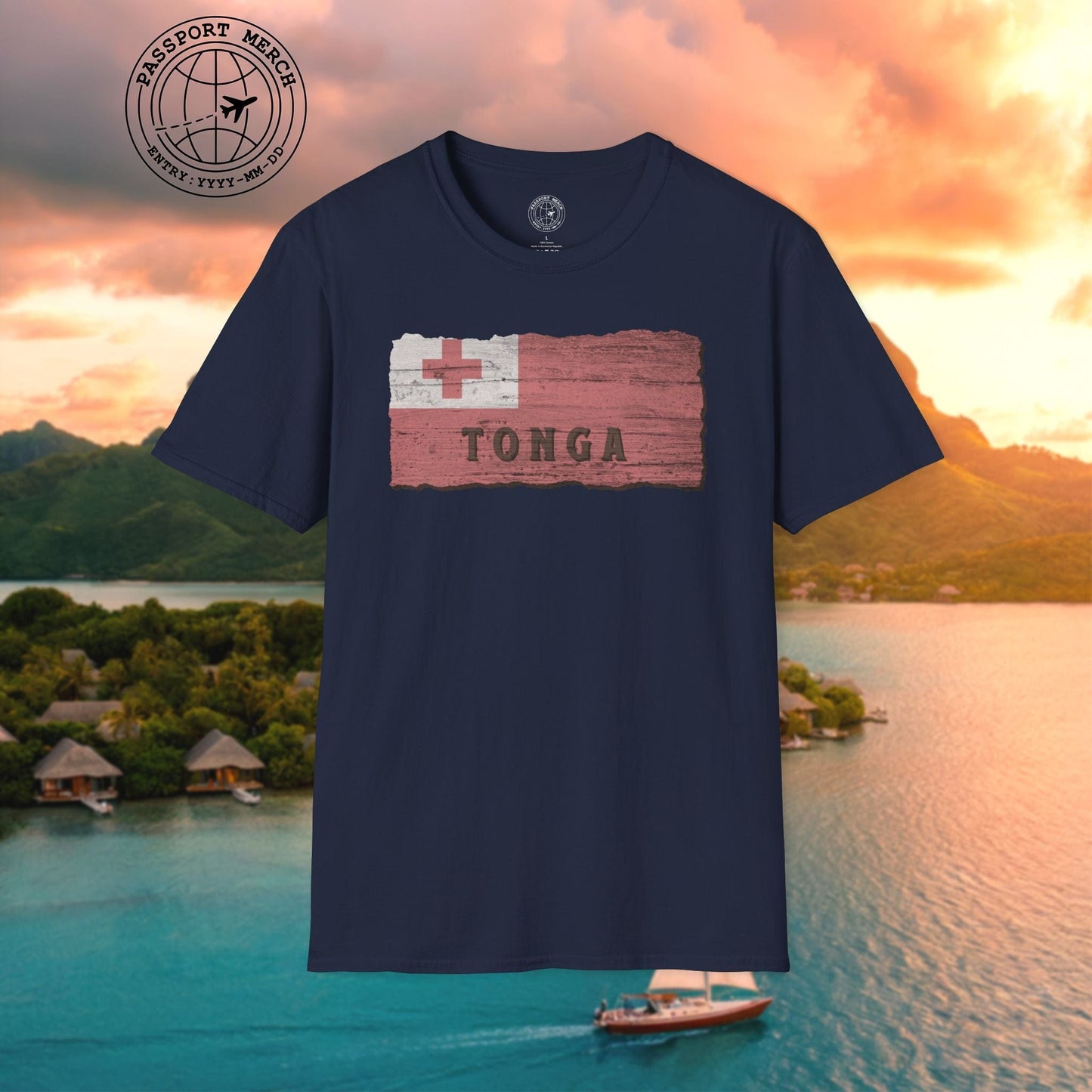 Kingdom of Tonga Woodworked Flag T-Shirt