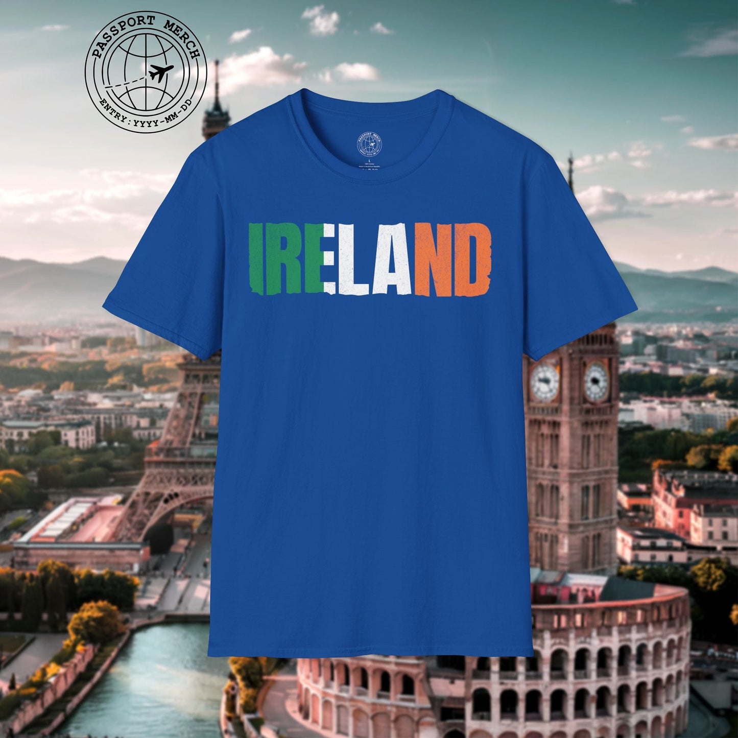 Vintage Ireland Patriotism Letter Flag T-Shirt