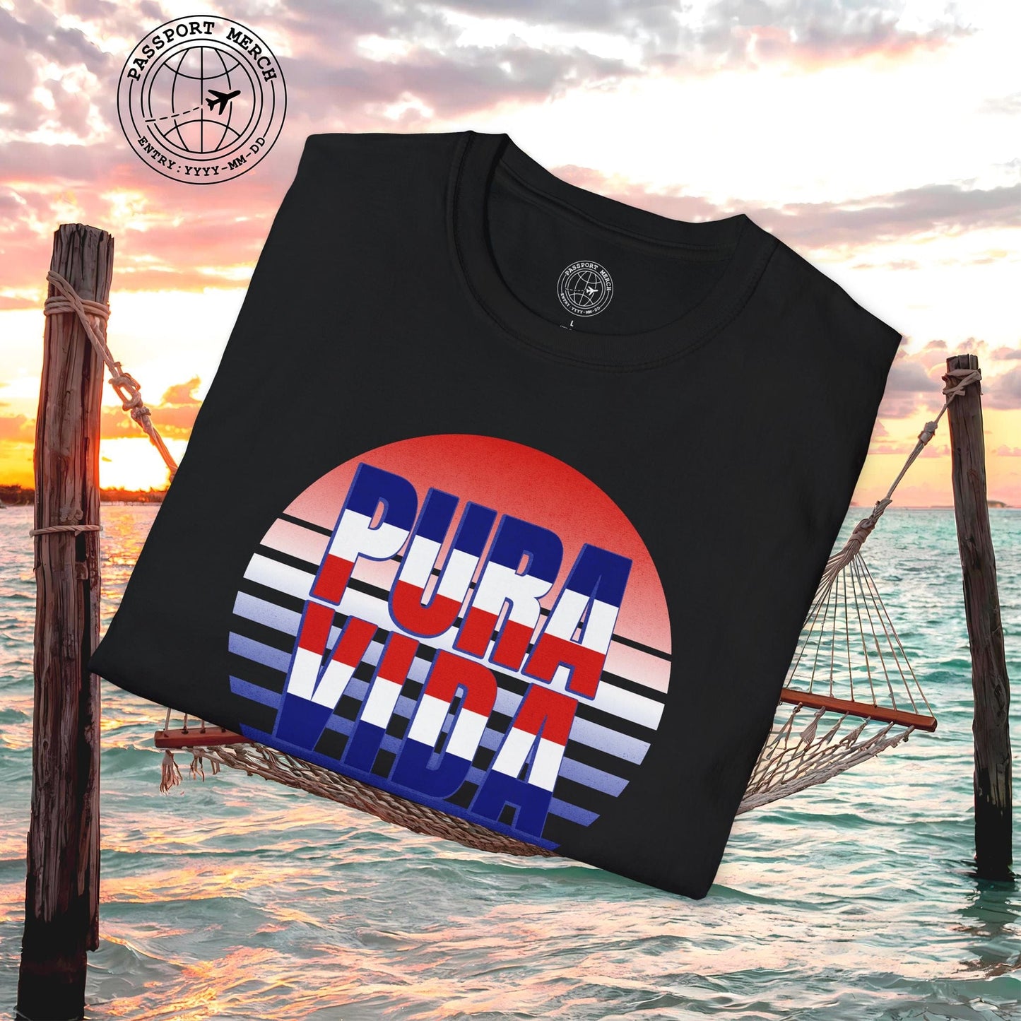 Pura Vida Patriotism Costa Rica Letter Flag T-Shirt