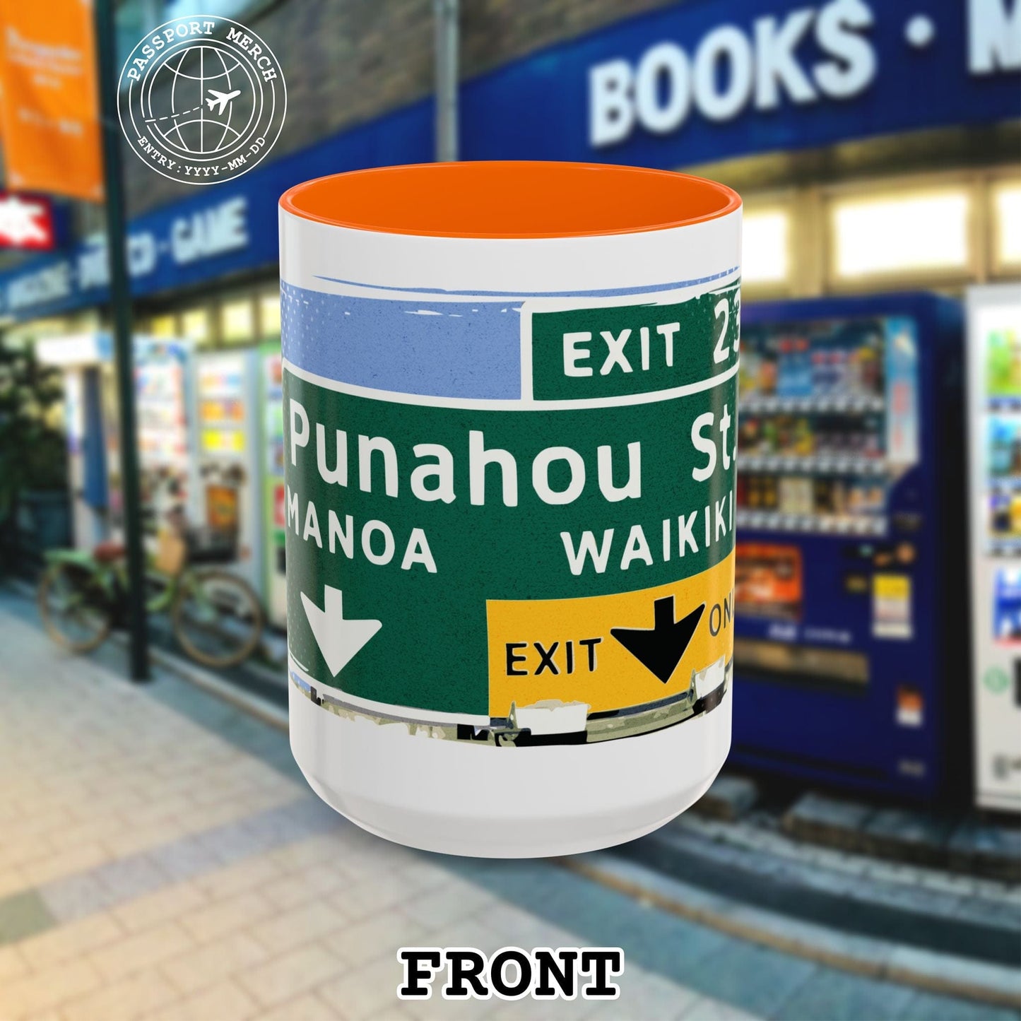 Signs of Wanderlust, Waikiki, Exit Only, Hawaii 15oz Mug