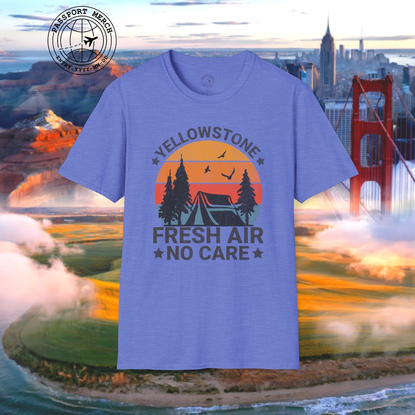 Yellowstone Fresh Air No Care Wyoming T-Shirt