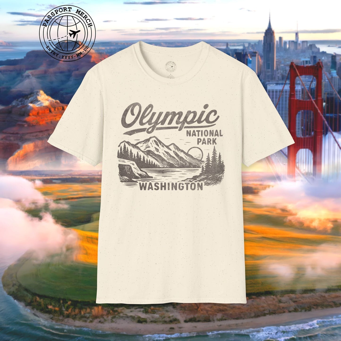 Olympic National Park Vintage Monochrome, Washington T-Shirt