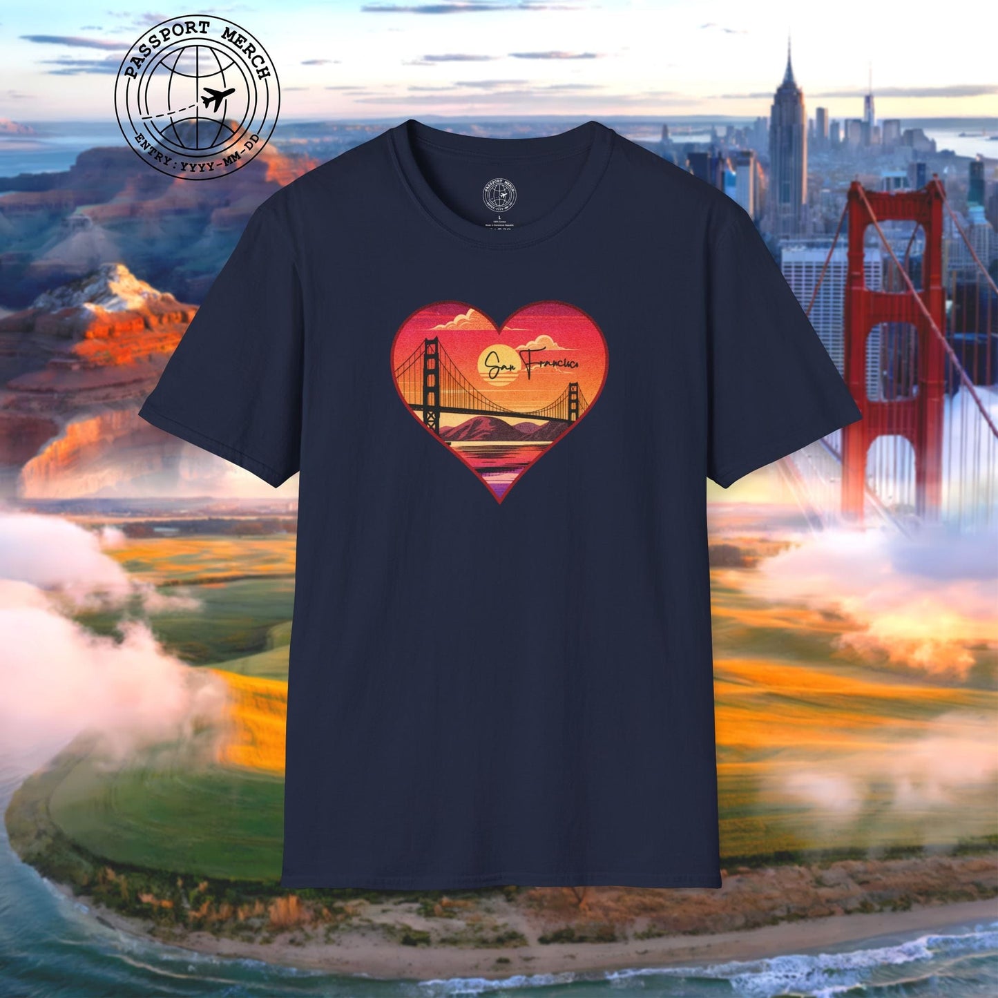 Retro San Francisco Heart, California T-Shirt