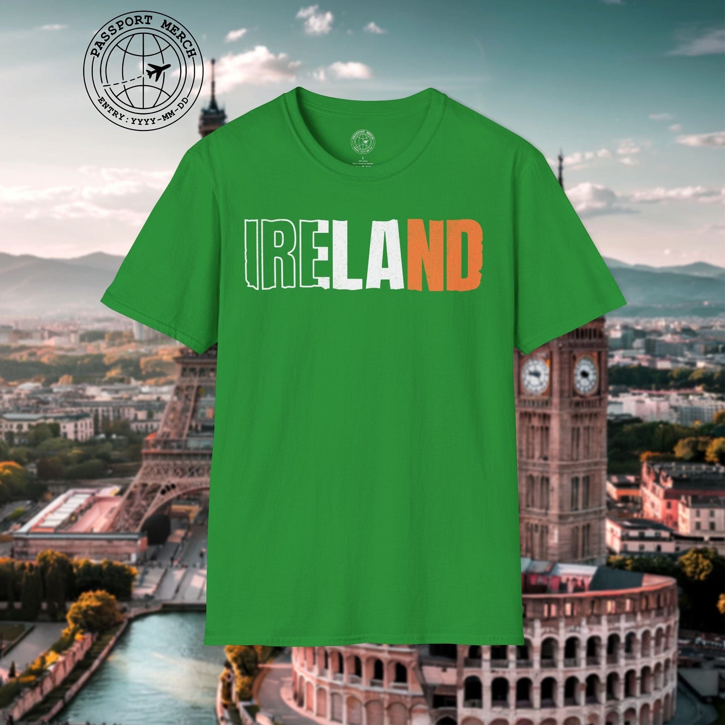 Vintage Ireland Patriotism Letter Flag T-Shirt