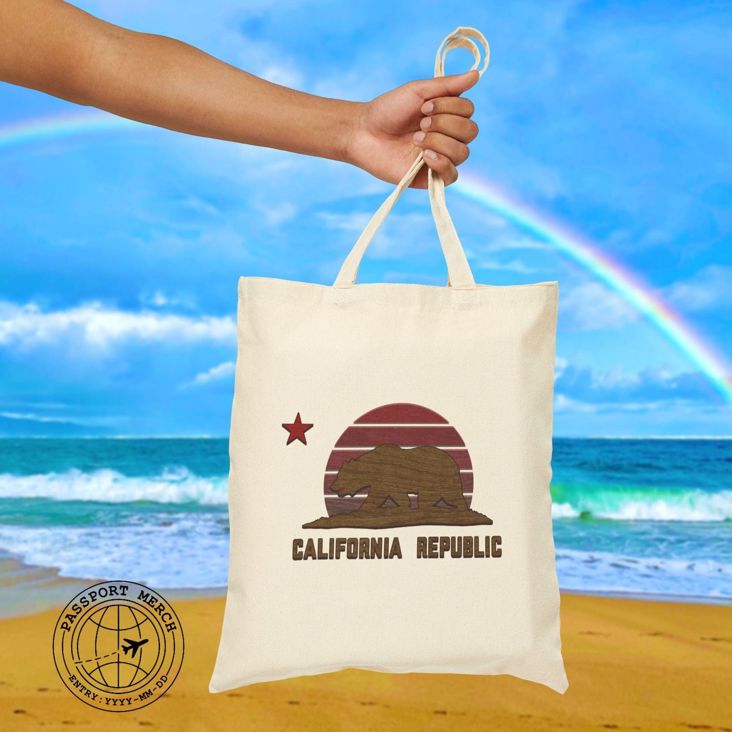 Woodworked Flag of California Tote Bag