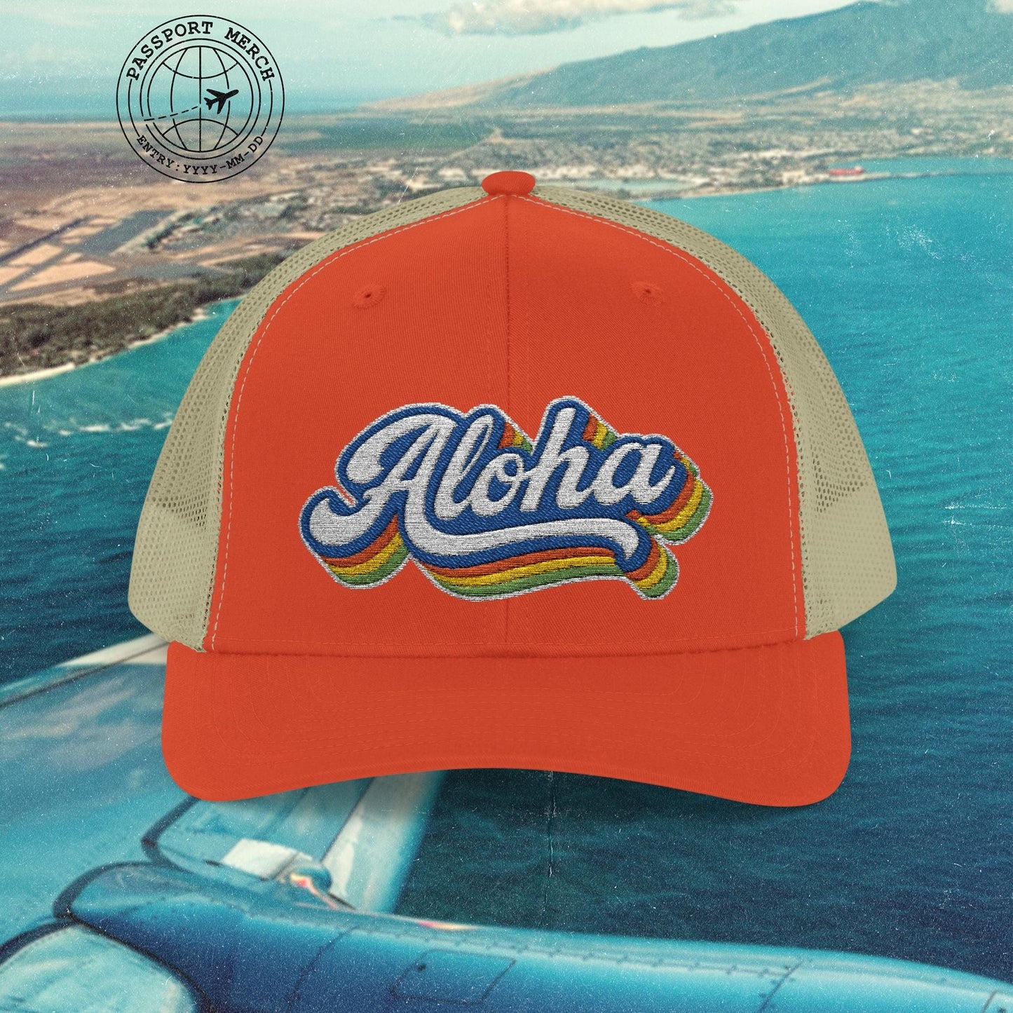 Classic 70s, Aloha, Hawaii Embroidered Trucker Hat