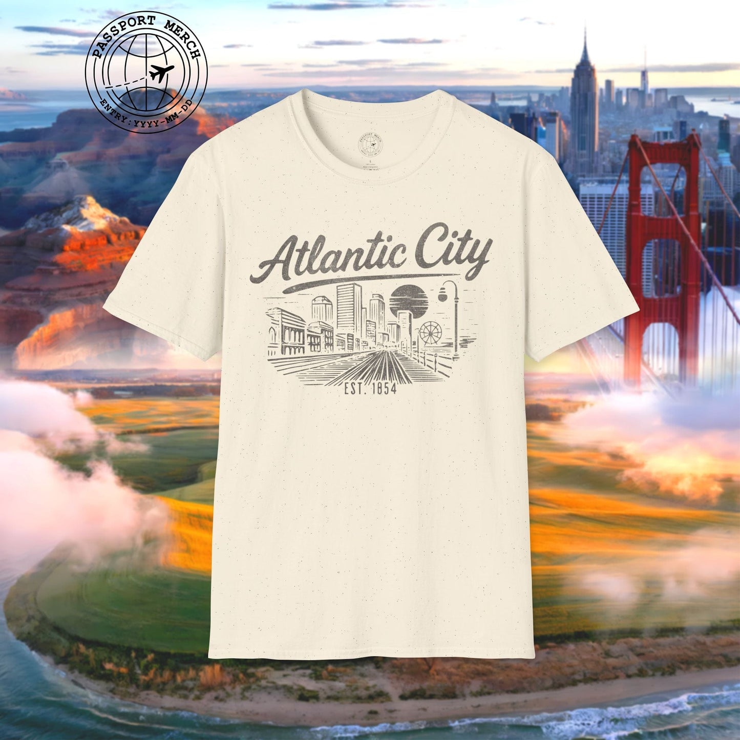 Vintage Atlantic City Monochrome, New Jersey T-Shirt