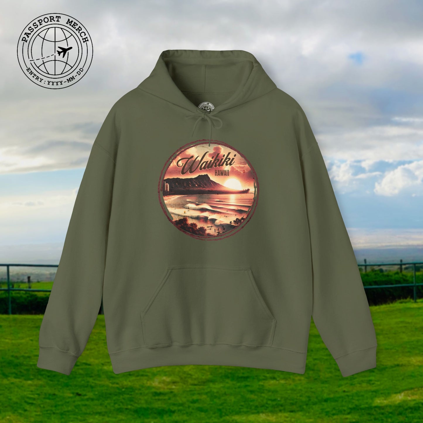 Vintage Nostalgia, Waikiki, Hawaii Hoodie