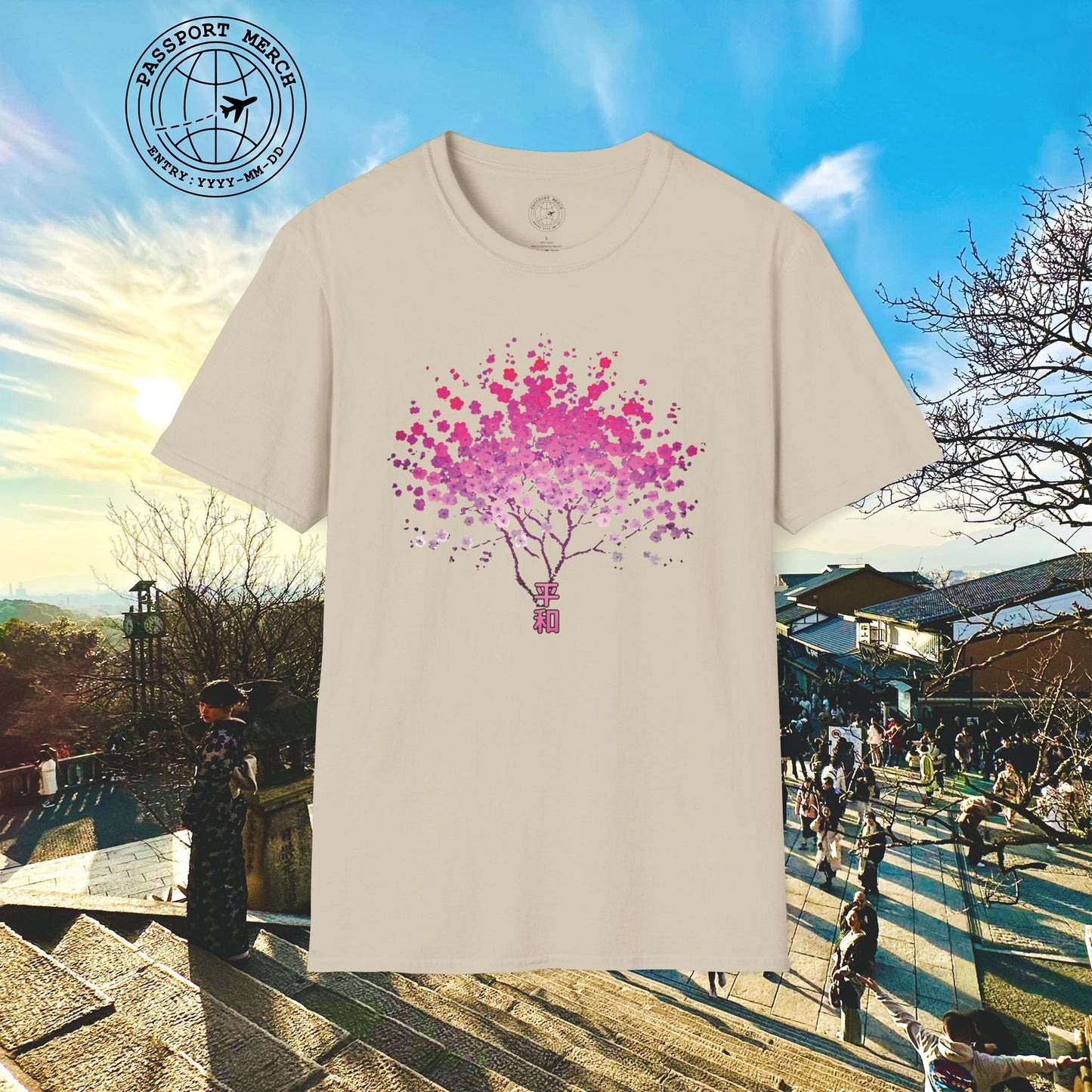 Cherry Blossoms Growing from Peace Japan T-Shirt