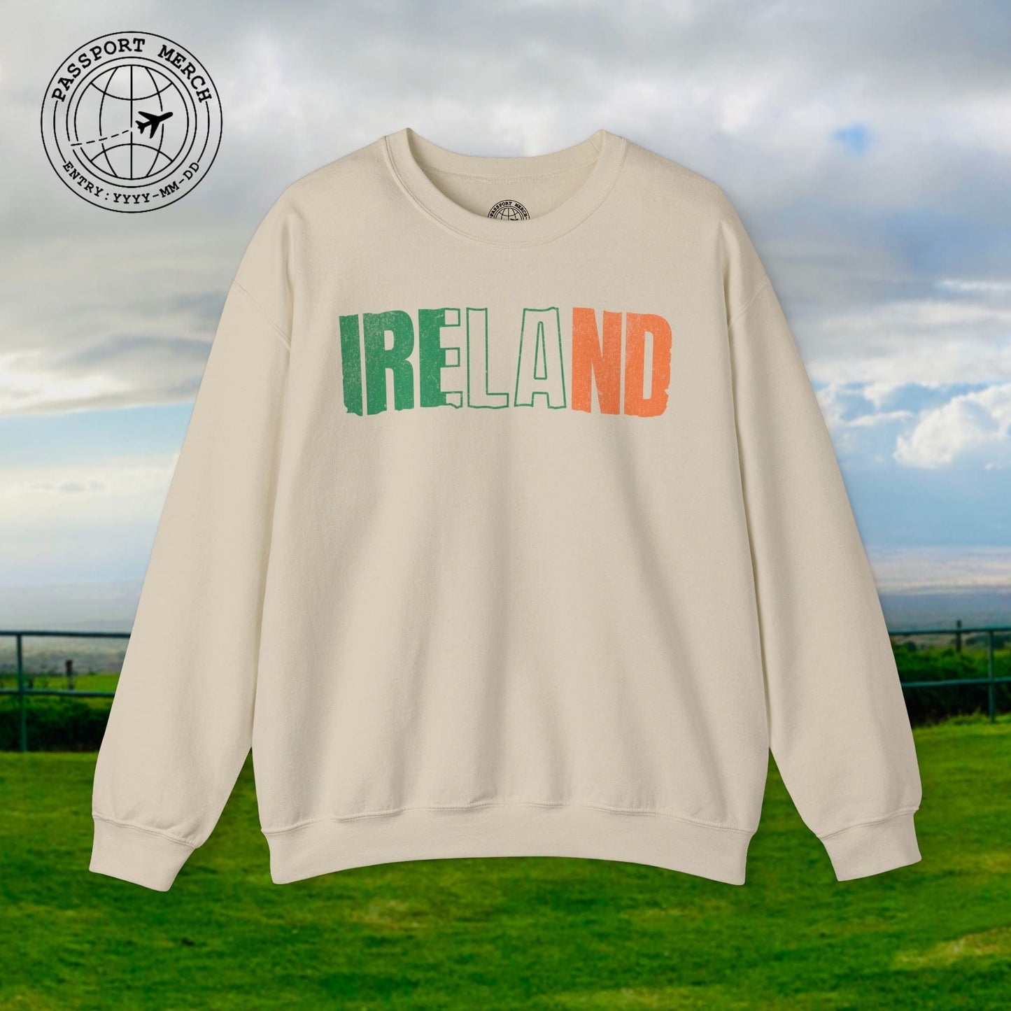 Vintage Ireland Patriotism Letter Flag Crewneck