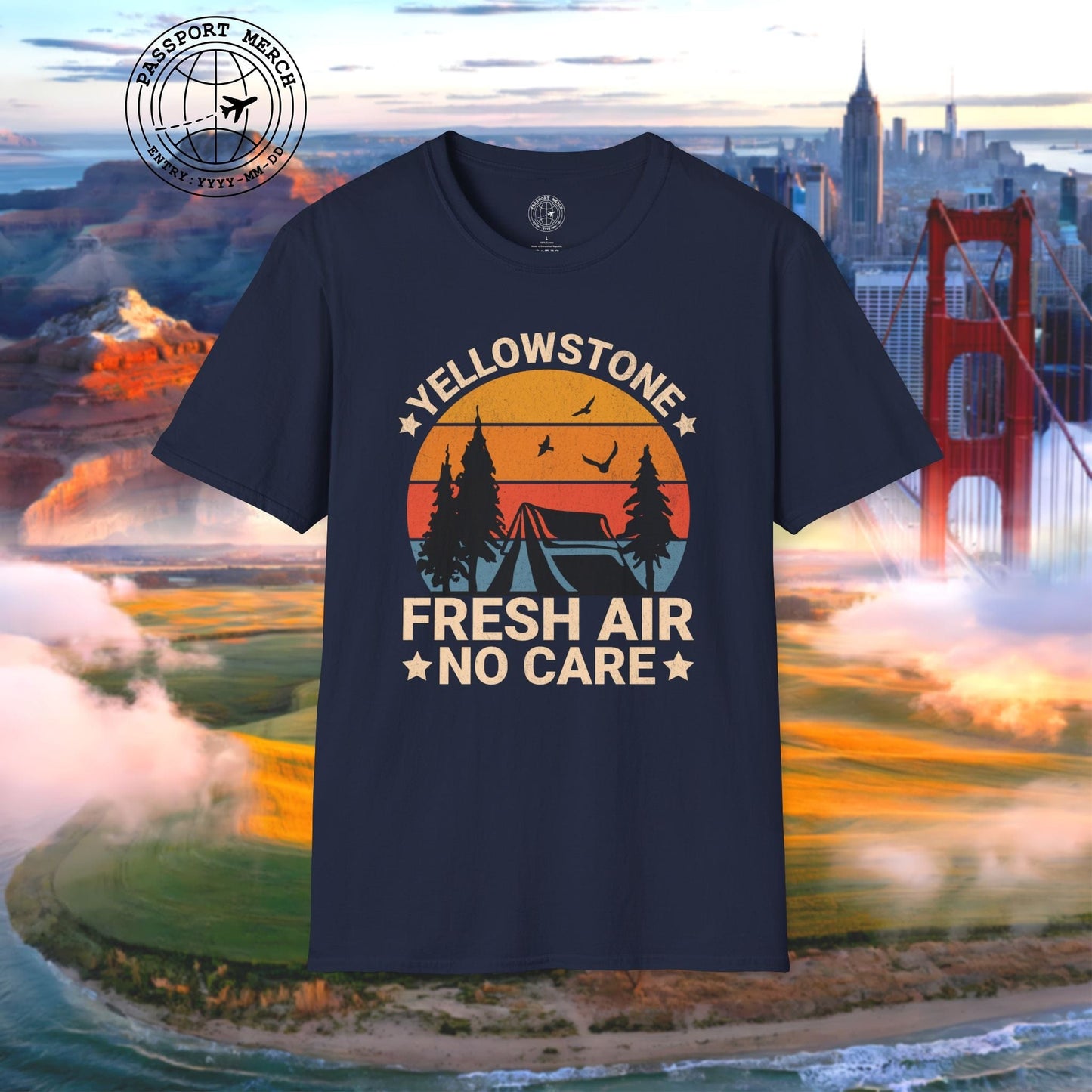 Yellowstone Fresh Air No Care Wyoming T-Shirt