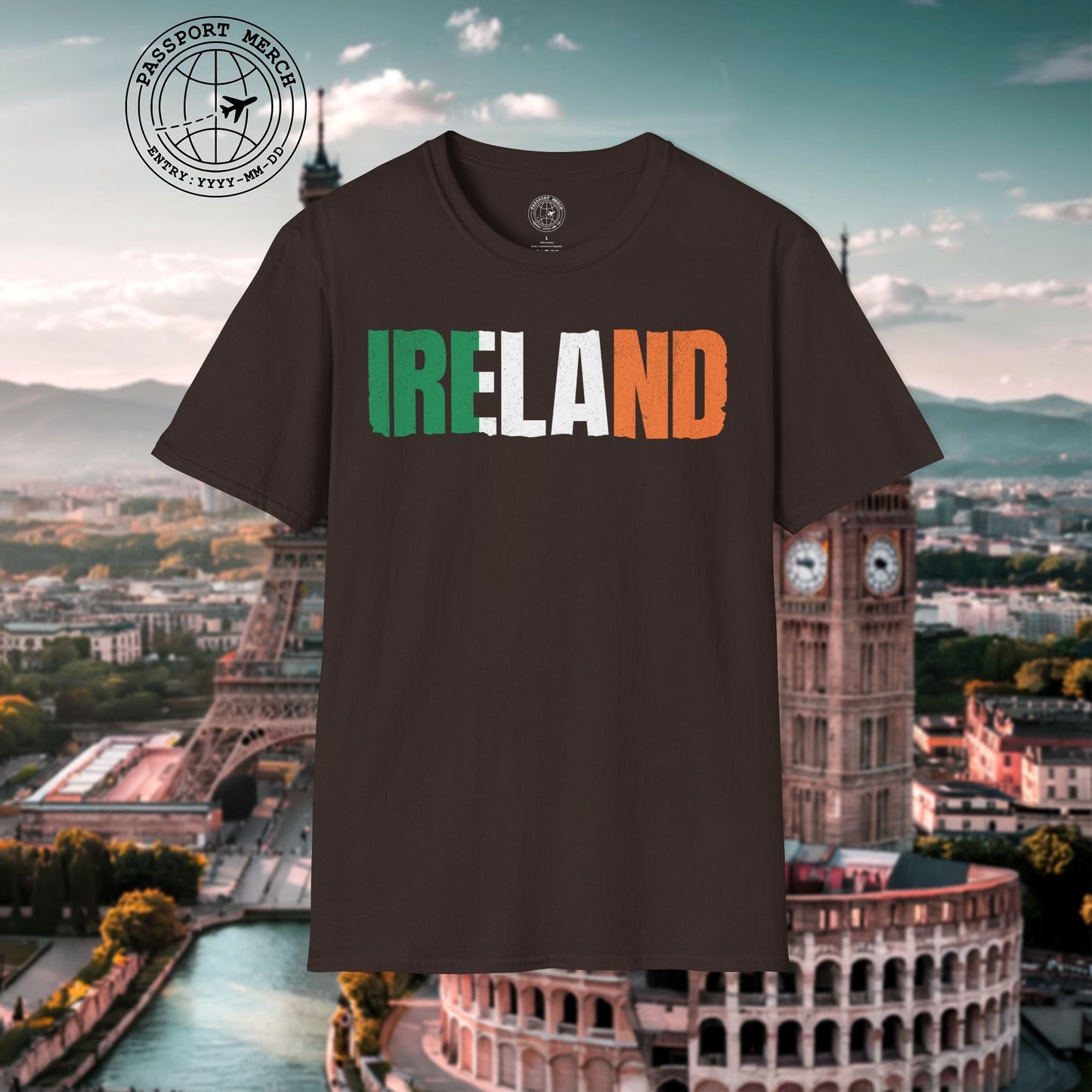 Vintage Ireland Patriotism Letter Flag T-Shirt