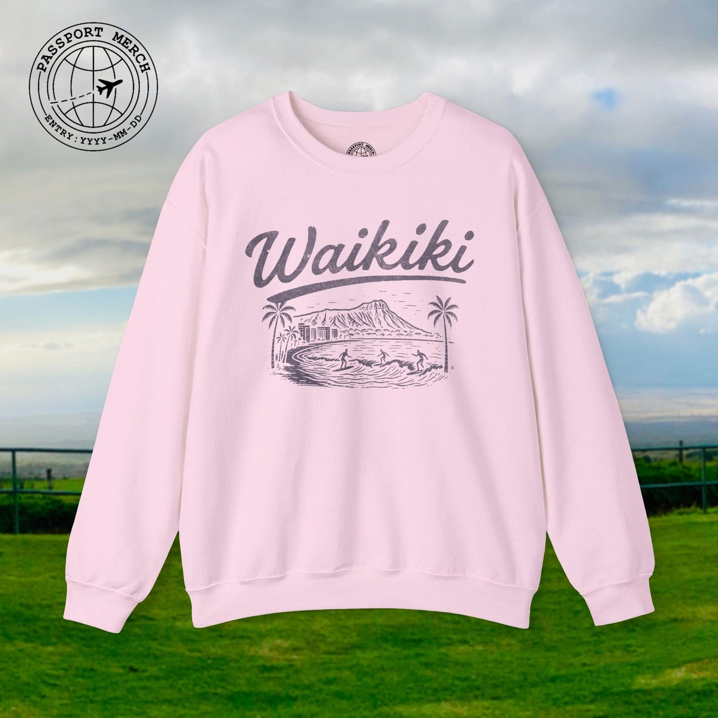 Monochrome Dreams of Waikiki, Hawaii Crewneck