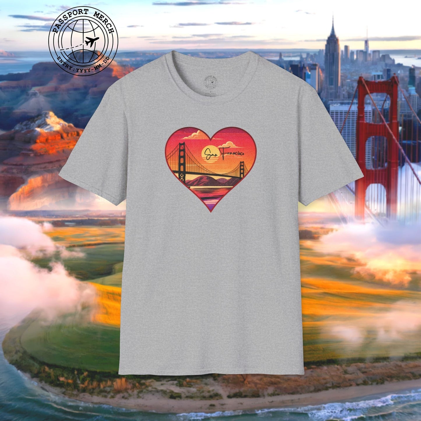 Retro San Francisco Heart, California T-Shirt