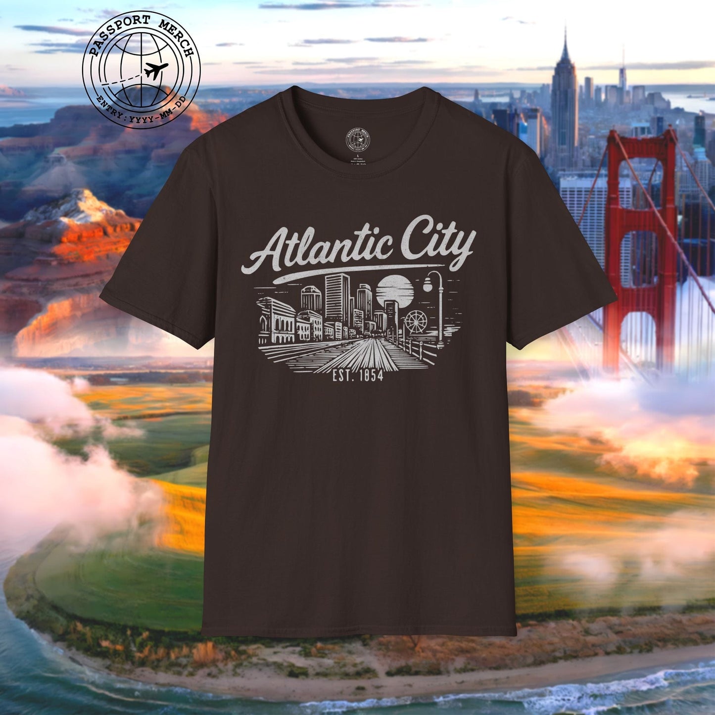 Vintage Atlantic City Monochrome, New Jersey T-Shirt