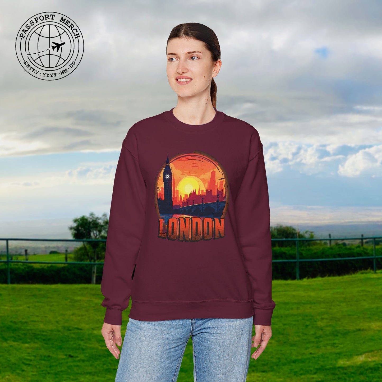 Vintage Big Ben Sunset, London, England Crewneck