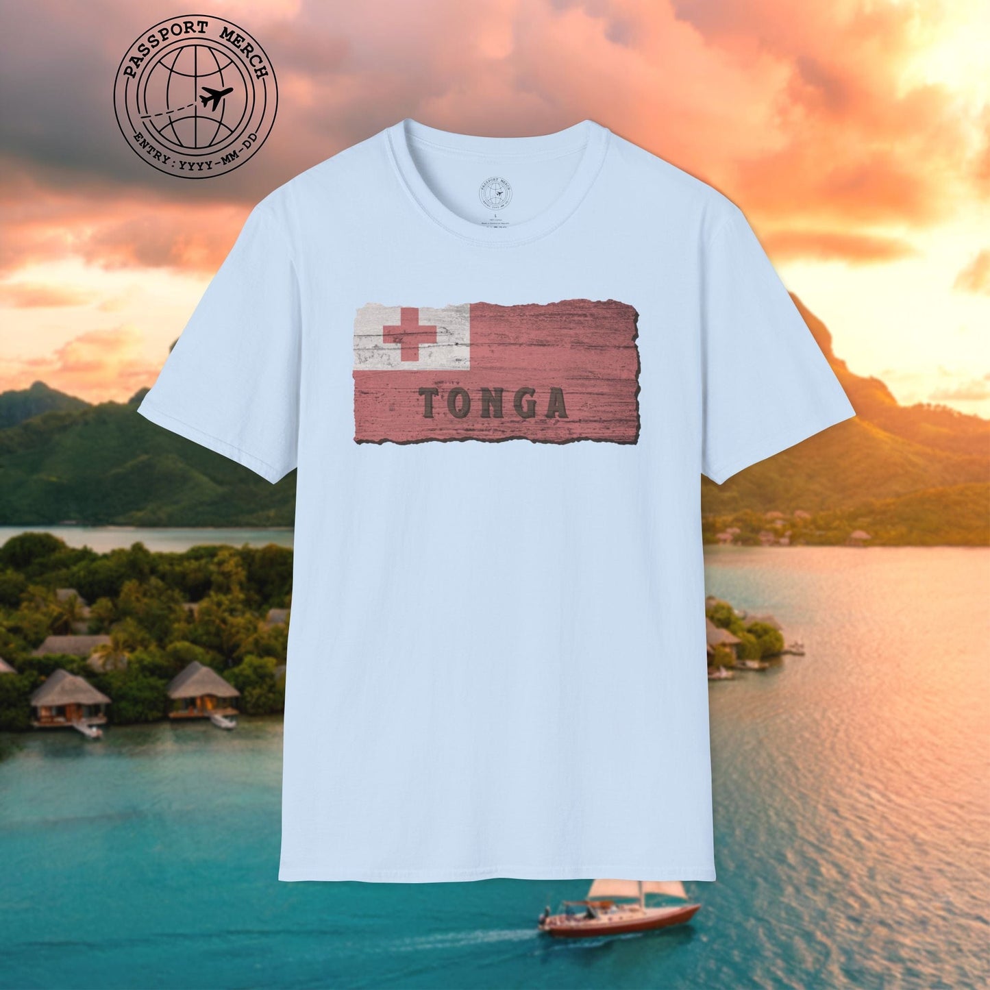 Kingdom of Tonga Woodworked Flag T-Shirt