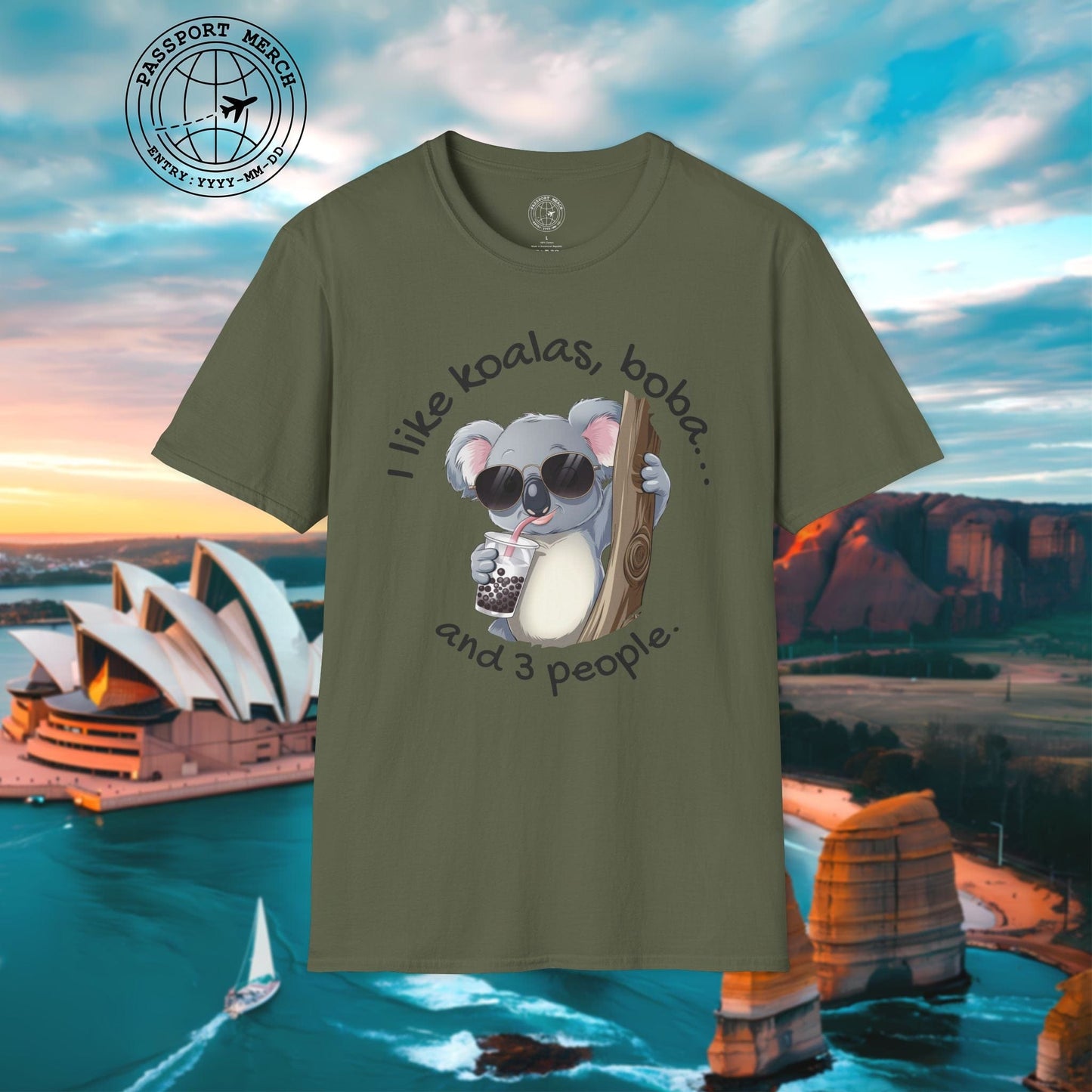 I like koalas, boba, and 3 people Australia T-Shirt