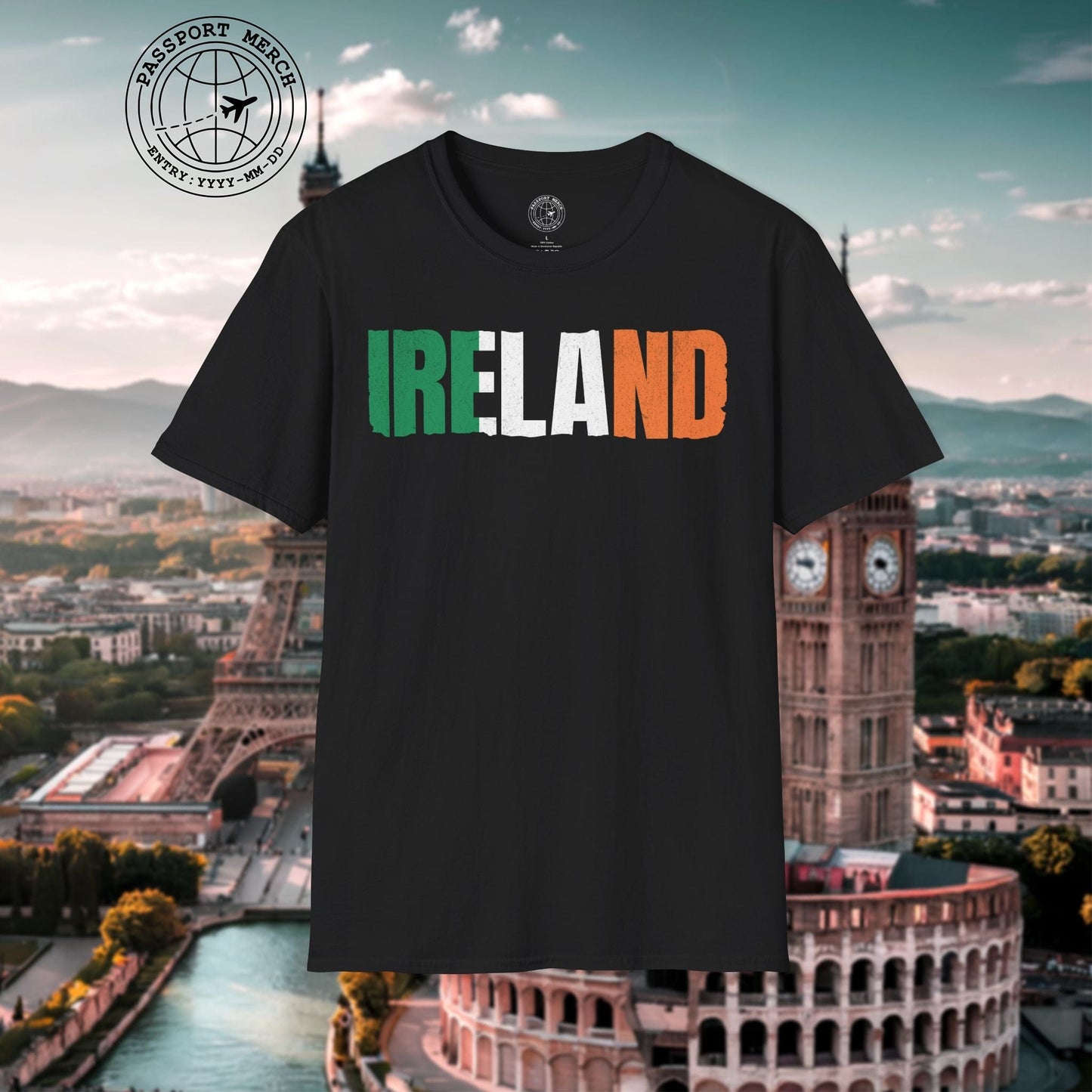 Vintage Ireland Patriotism Letter Flag T-Shirt
