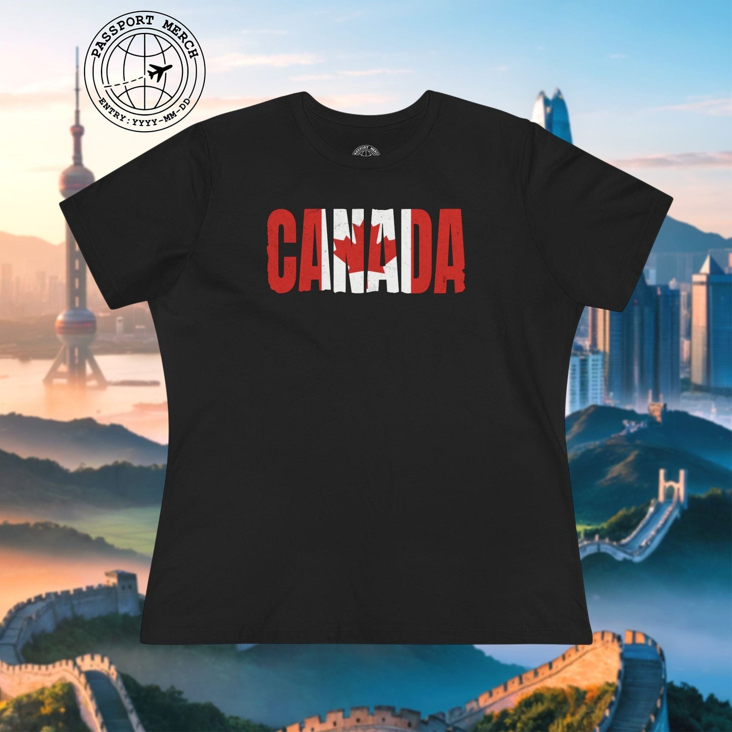 Vintage Canada Patriotism Letter Flag, Womens Fit T-Shirt