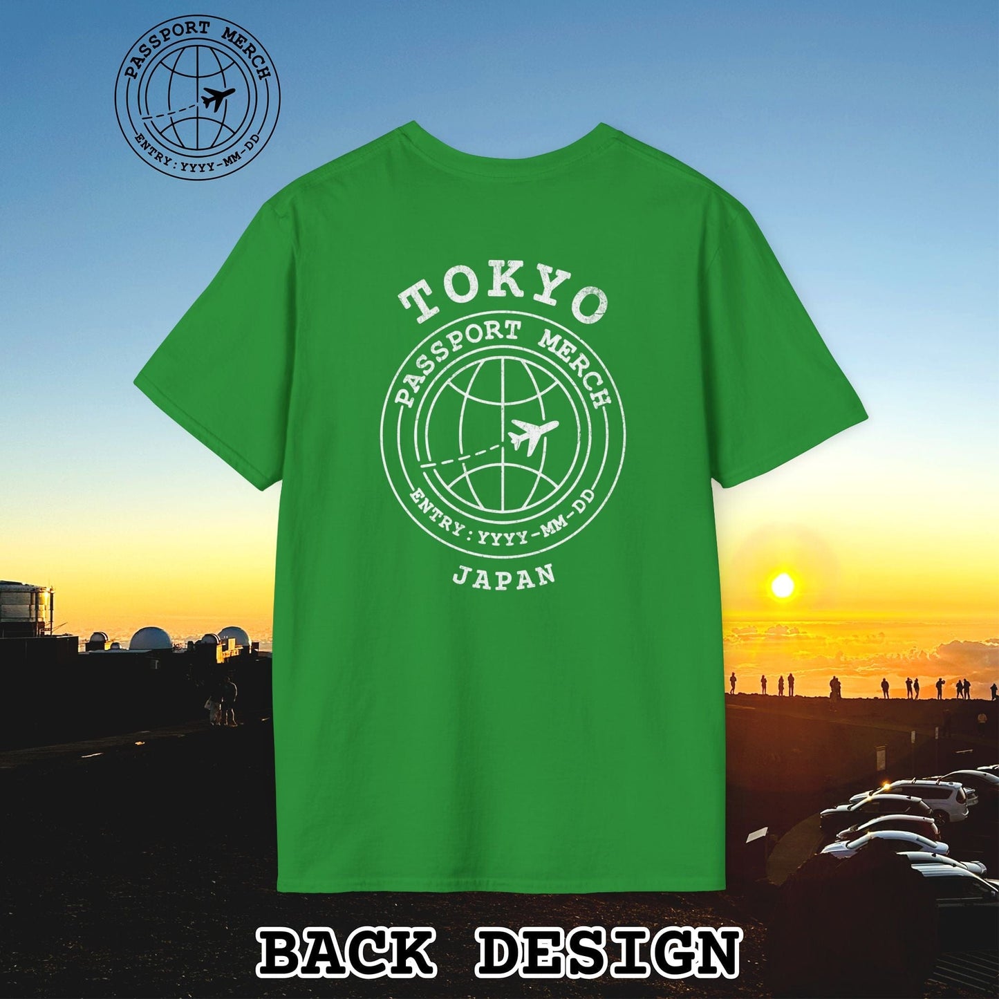 Brand Passport Stamp, Tokyo Japan, Back Print T-Shirt